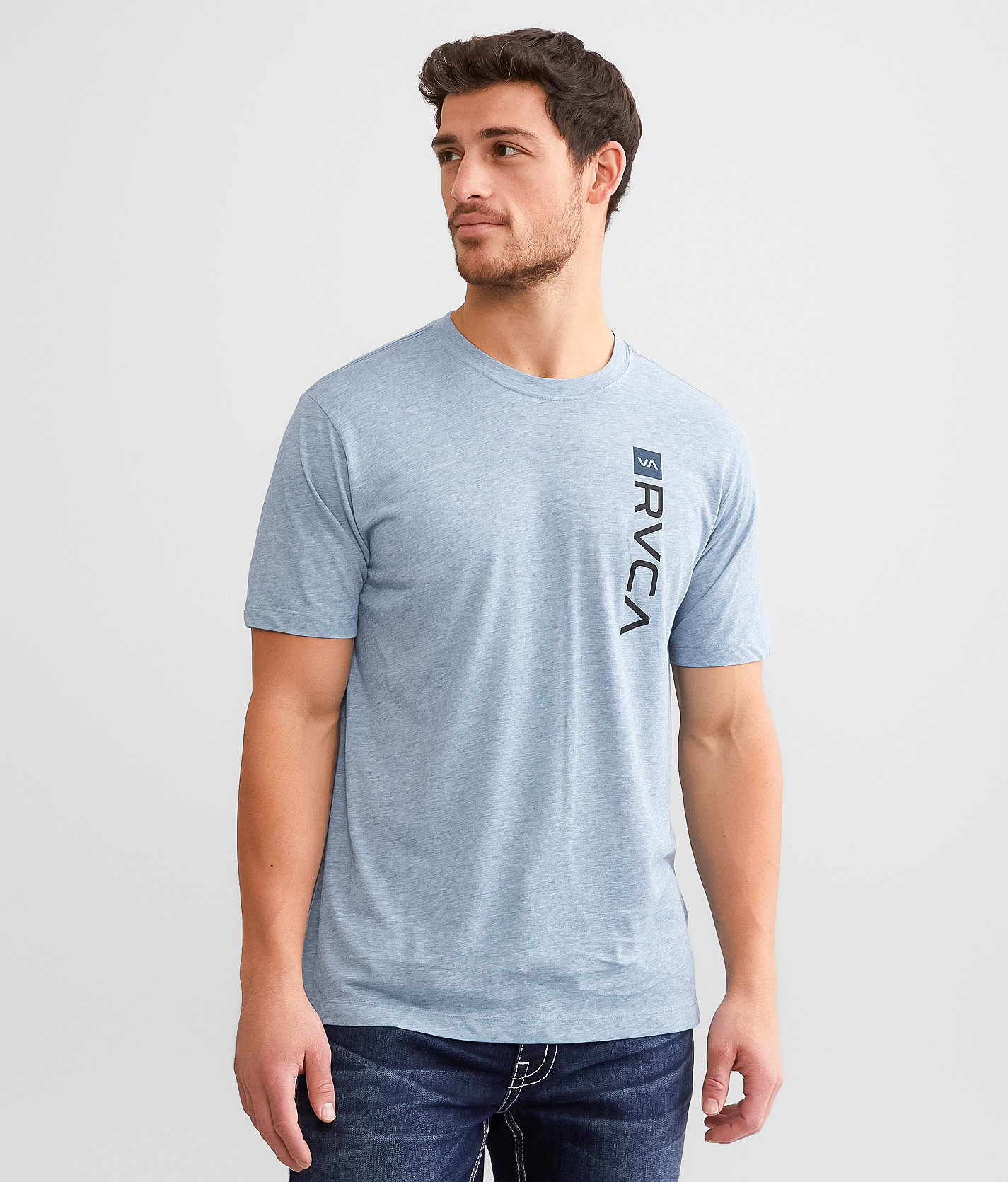 RVCA Centered Sport T-Shirt - Men's T-Shirts in Majolica Blue Heather