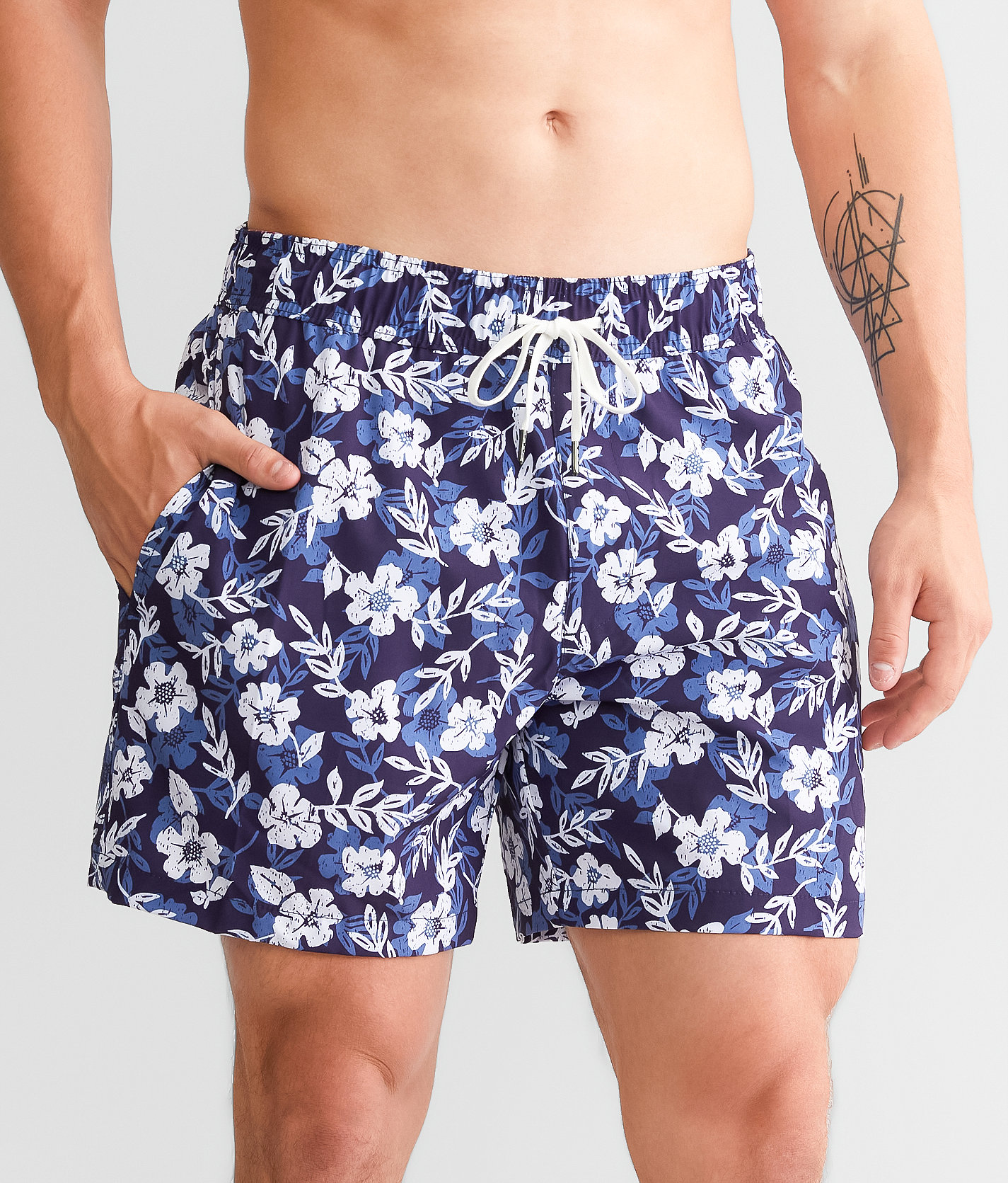 Trunks Surf & Swim Co. Hibiscus Stretch Swim Trunks - Men's Clothing in Marine