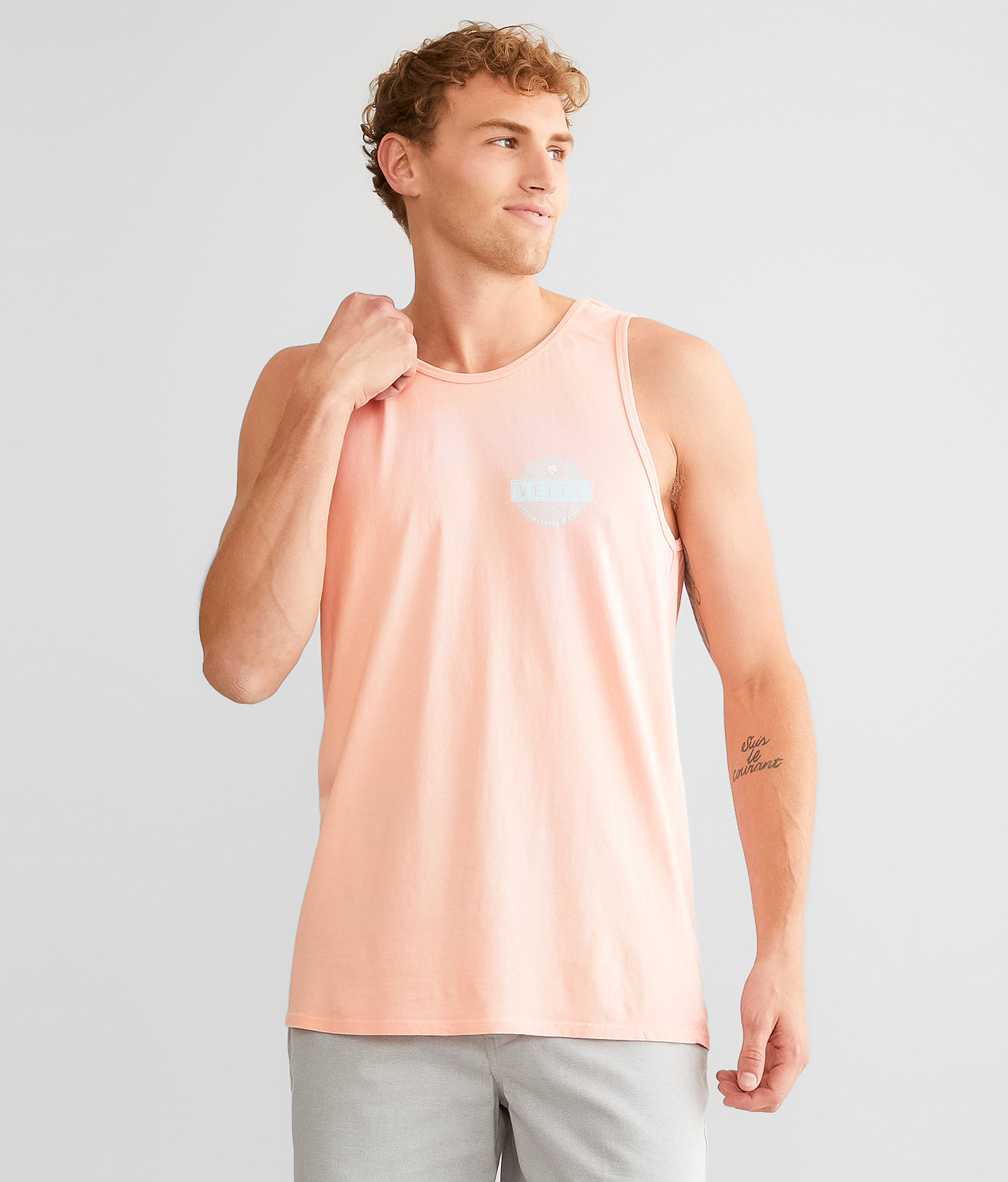 Veece Perilla Tank Top - Men's Tank Tops in Peach Pigment Dye