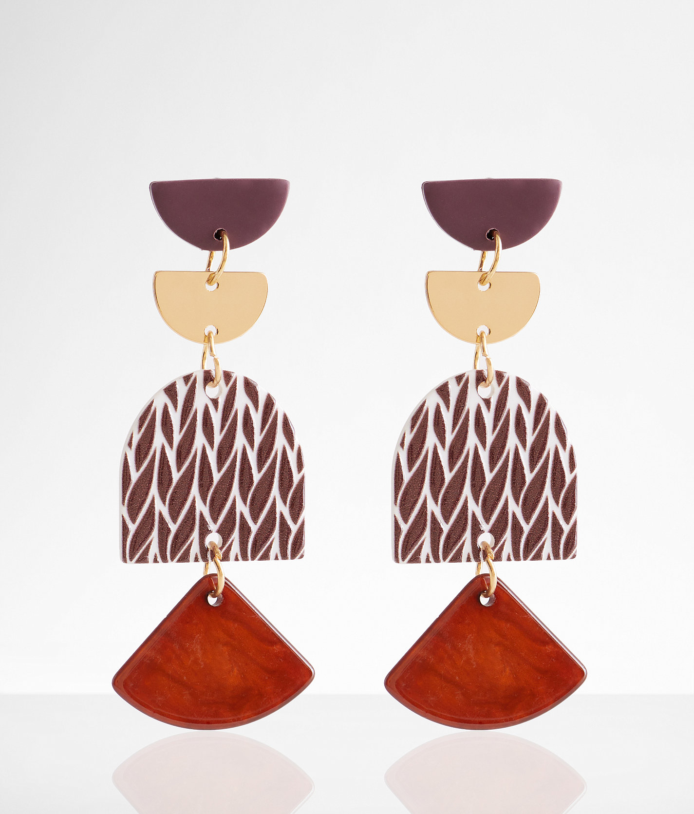 boutique by BKE Tiered Earring - Women's Jewelry in Maroon Gold