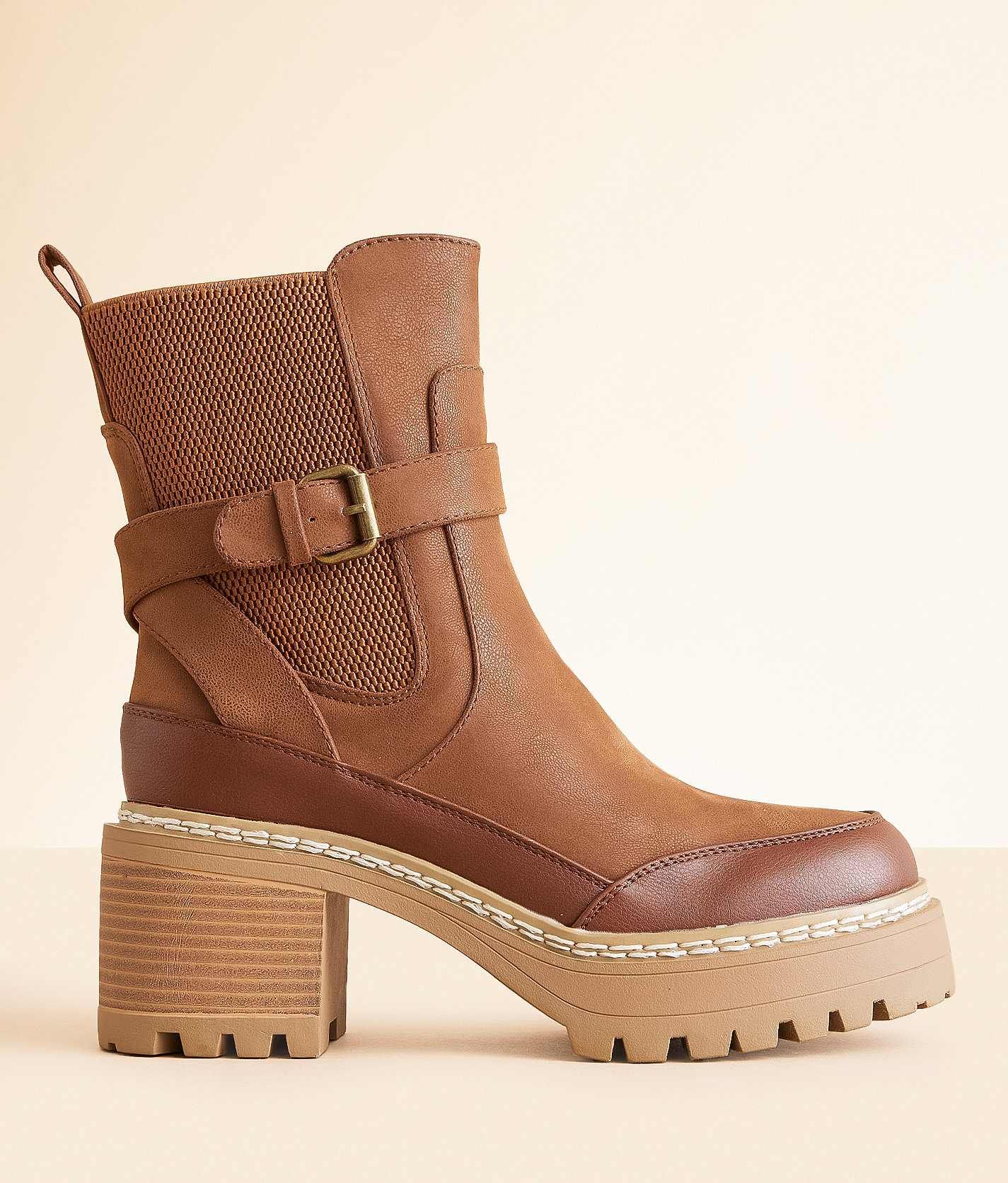 Mia Tedy Buckle Ankle Boot - Women's Shoes in Cognac
