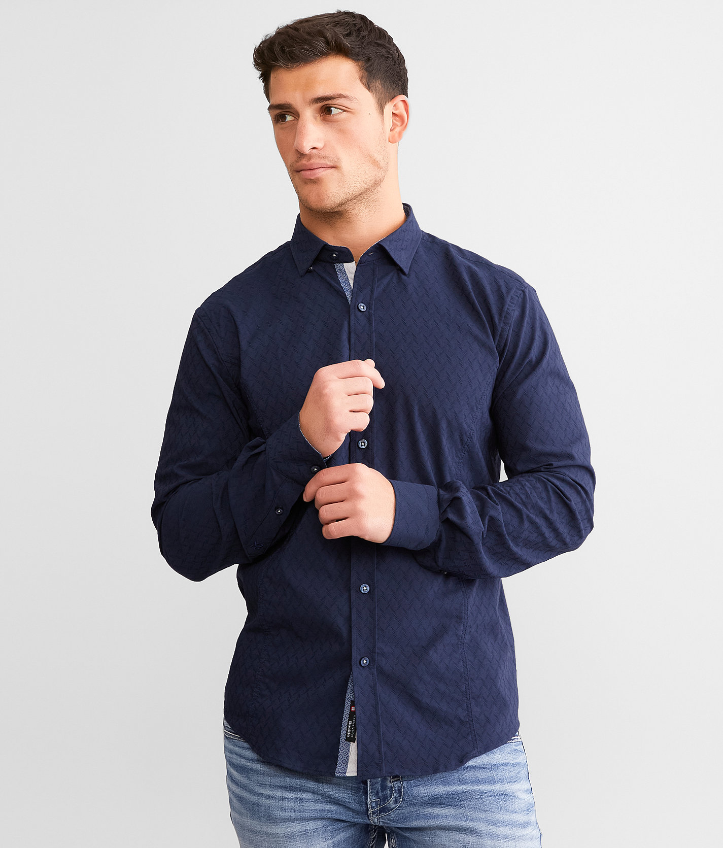 Eight X Textured Stretch Shirt - Men's Shirts in Navy