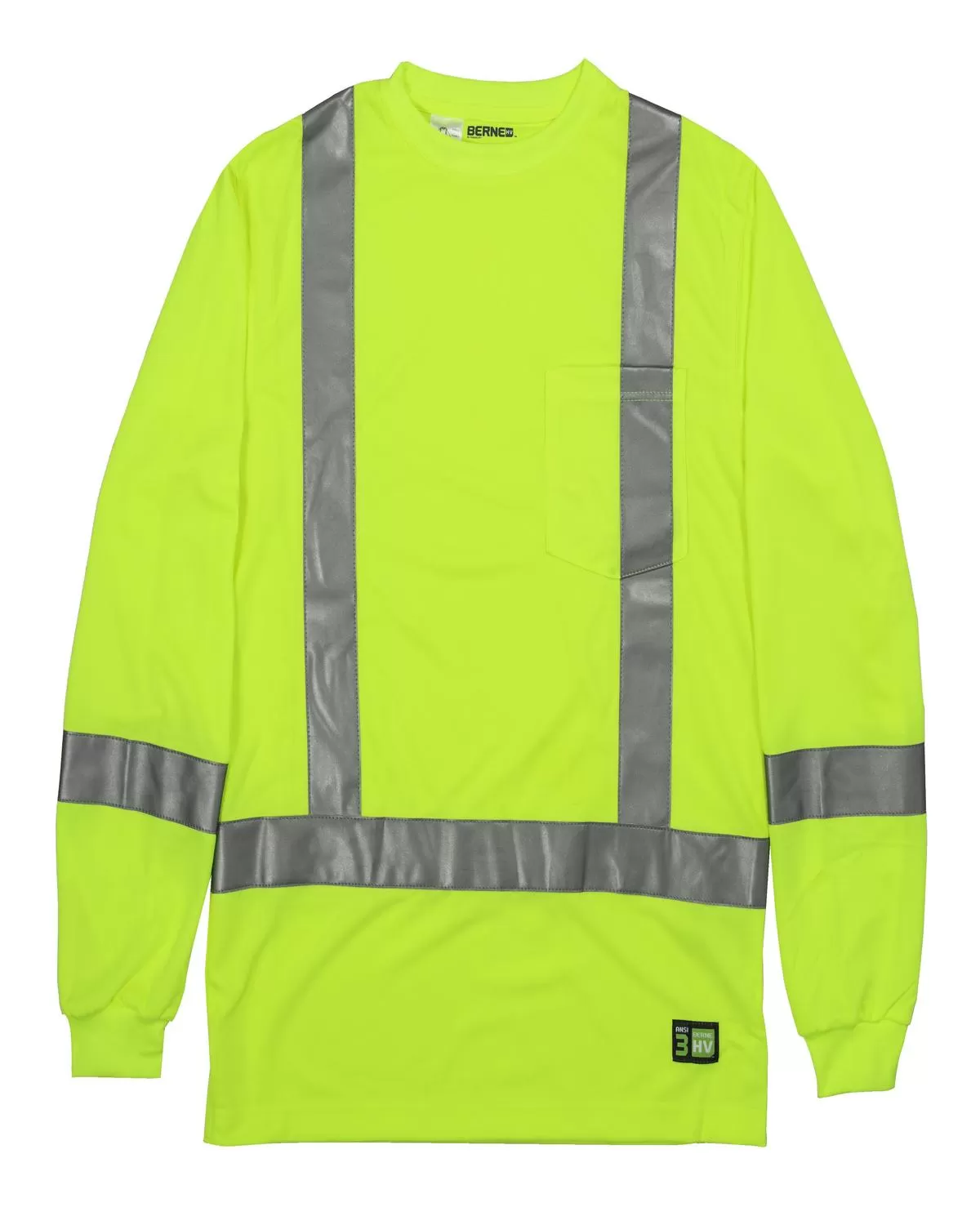 Berne HVK013T Men's Tall Hi-Vis Class 3 Performance Long Sleeve T-Shirt