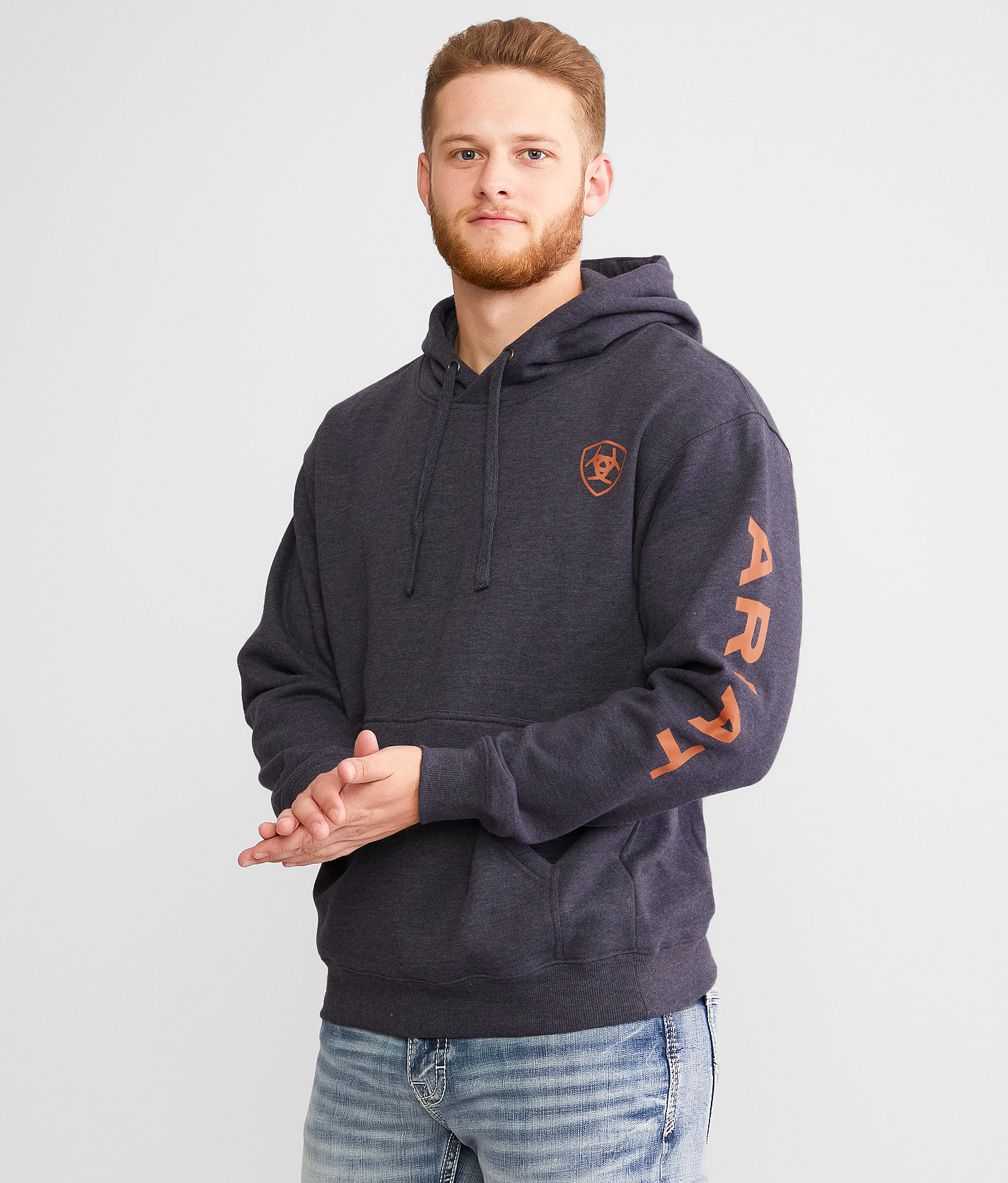Ariat Logo Hooded Sweatshirt - Men's Sweatshirts in Odyssey Grey Heather