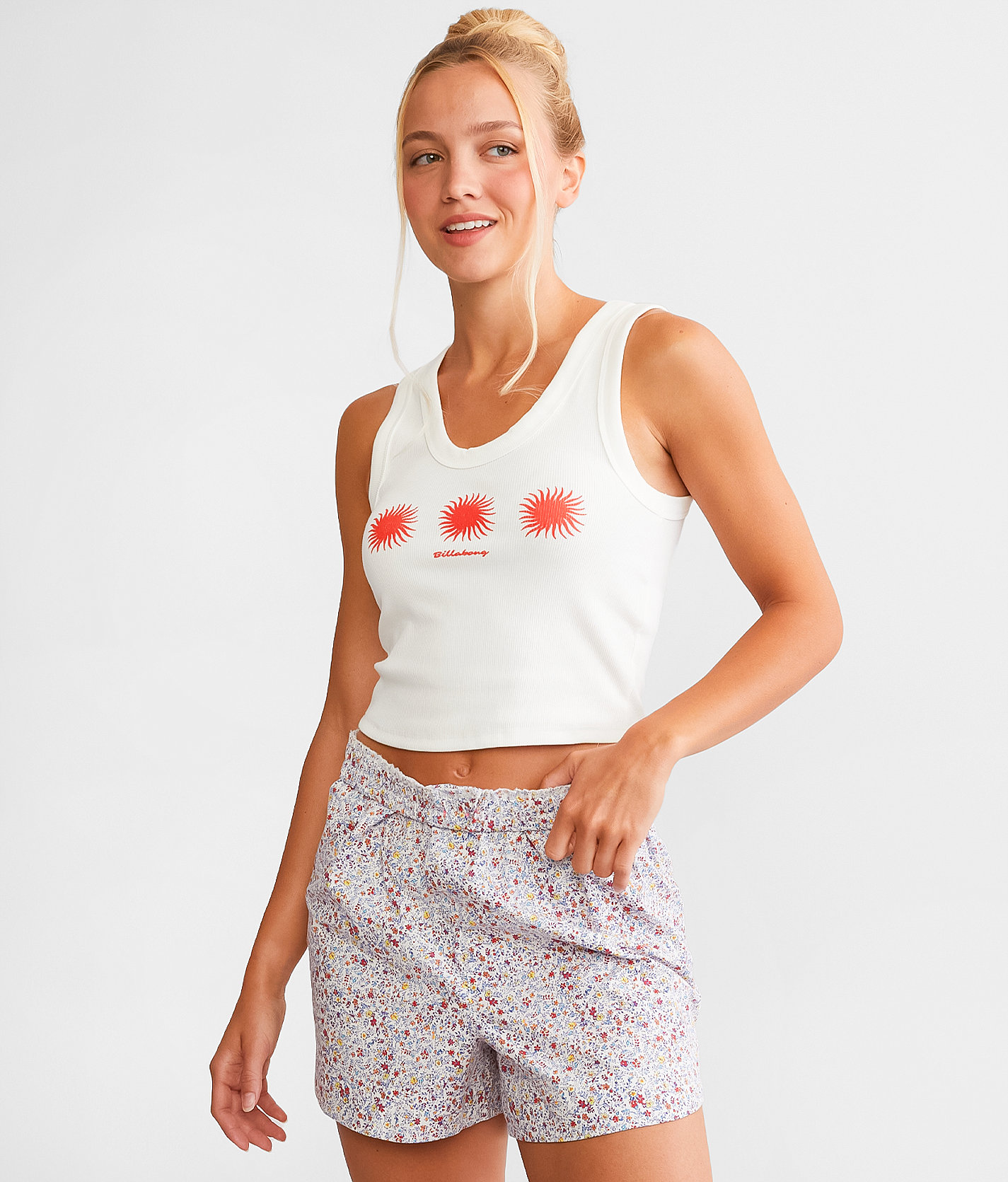 Billabong On Repeat Cropped Tank Top - Women's Tank Tops in Salt Crystal 1