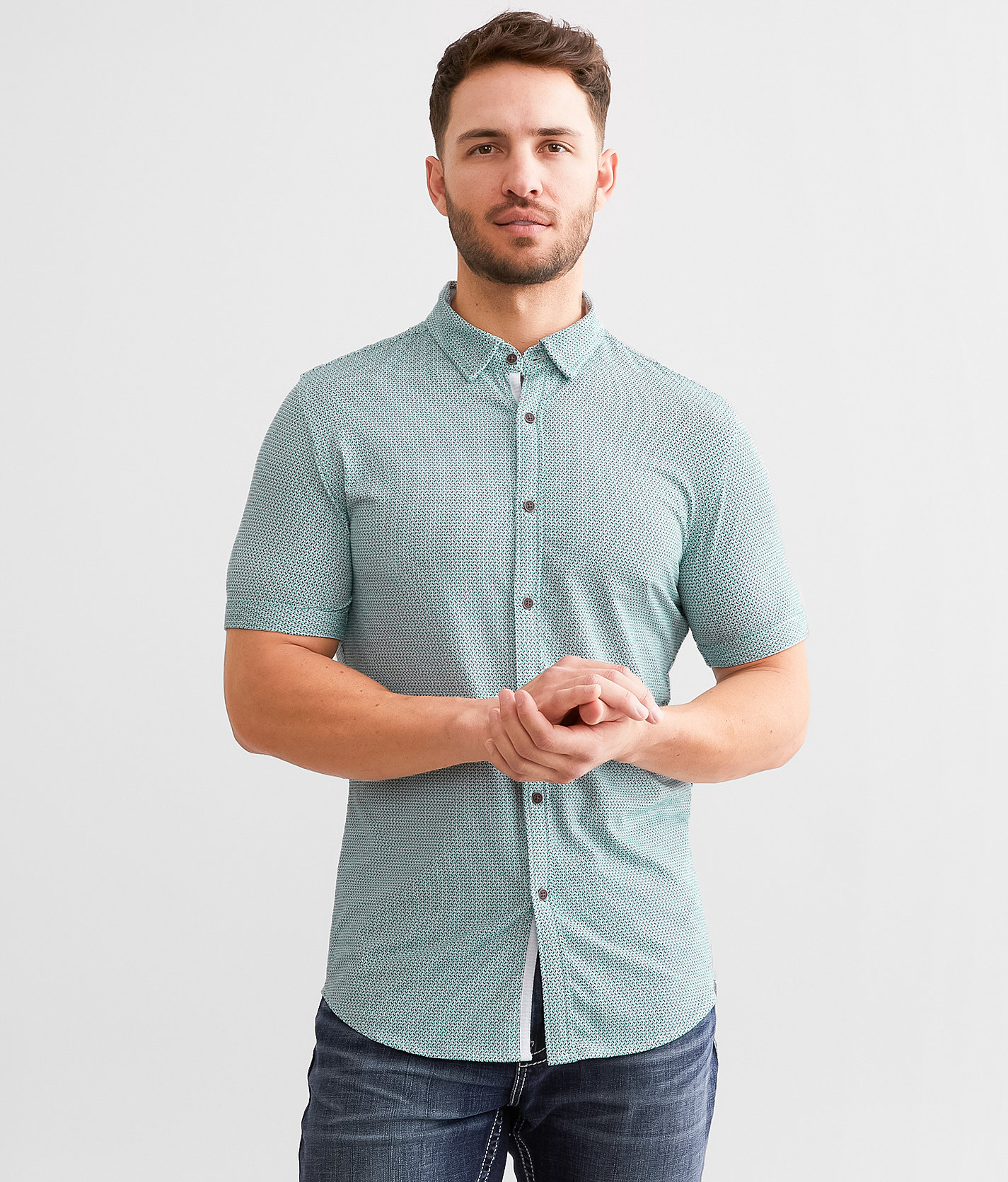 J.B. Holt Tailored Performance Stretch Shirt - Men's Shirts in White Blue