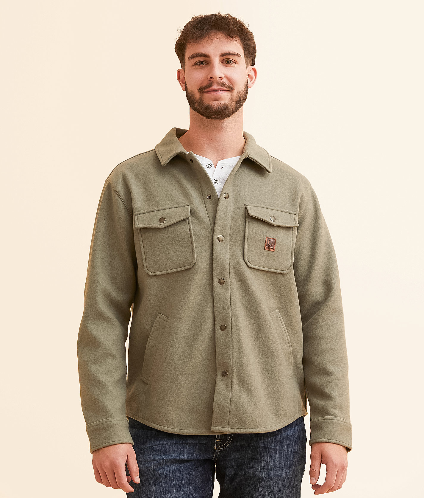 Brixton Durham Felt Stretch Shacket - Men's Coats & Jackets in Vetiver