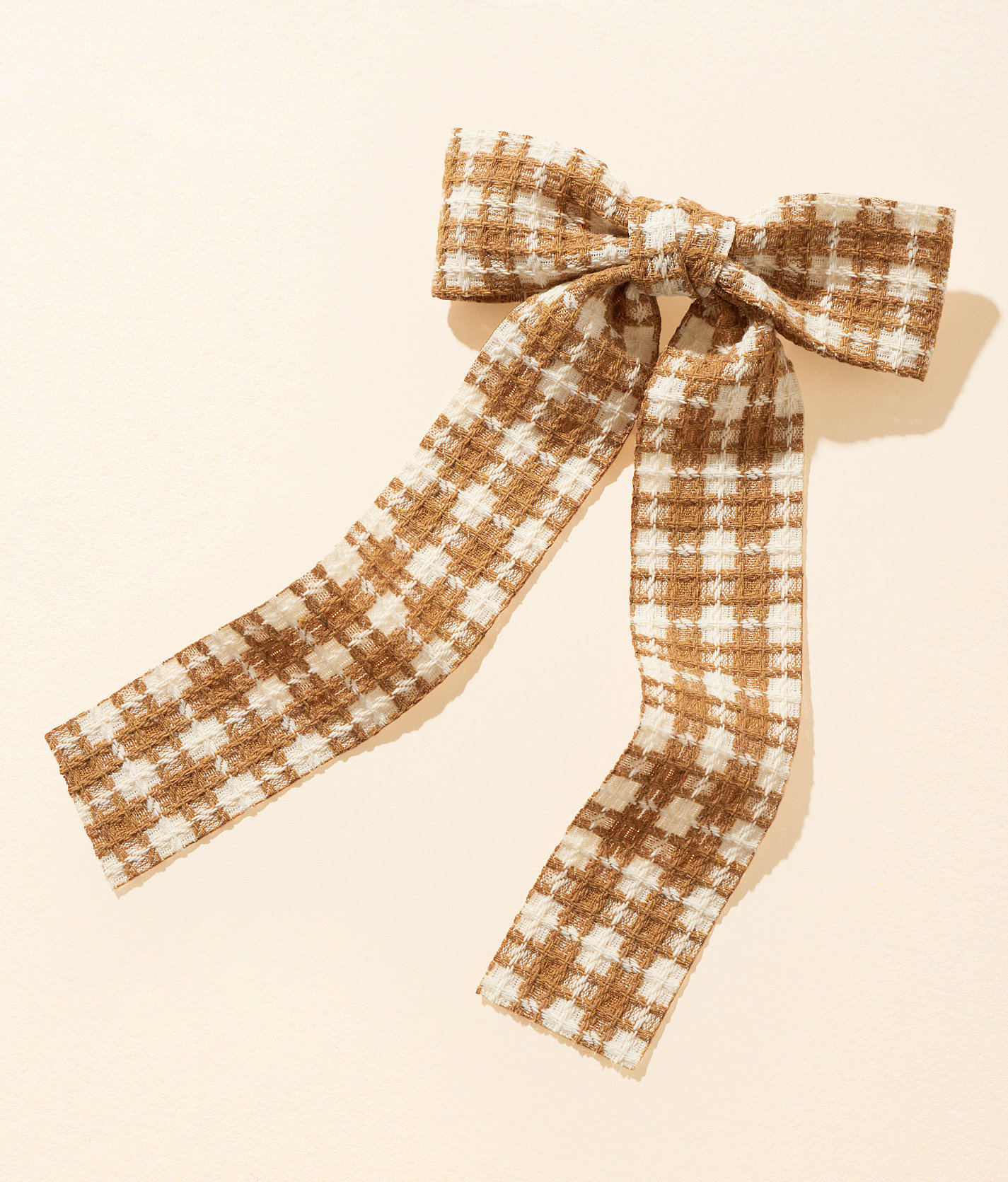 boutique by BKE Plaid Bow Barrette - Women's Hair Accessories in Brown