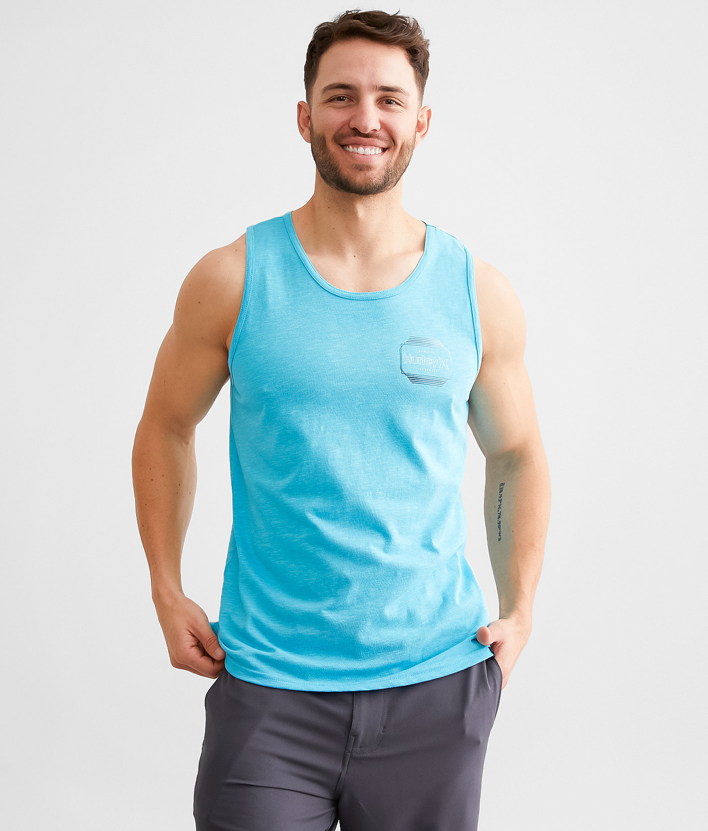 Hurley Fazer Tank Top - Men's Tank Tops in Aura Green Blue Heroic