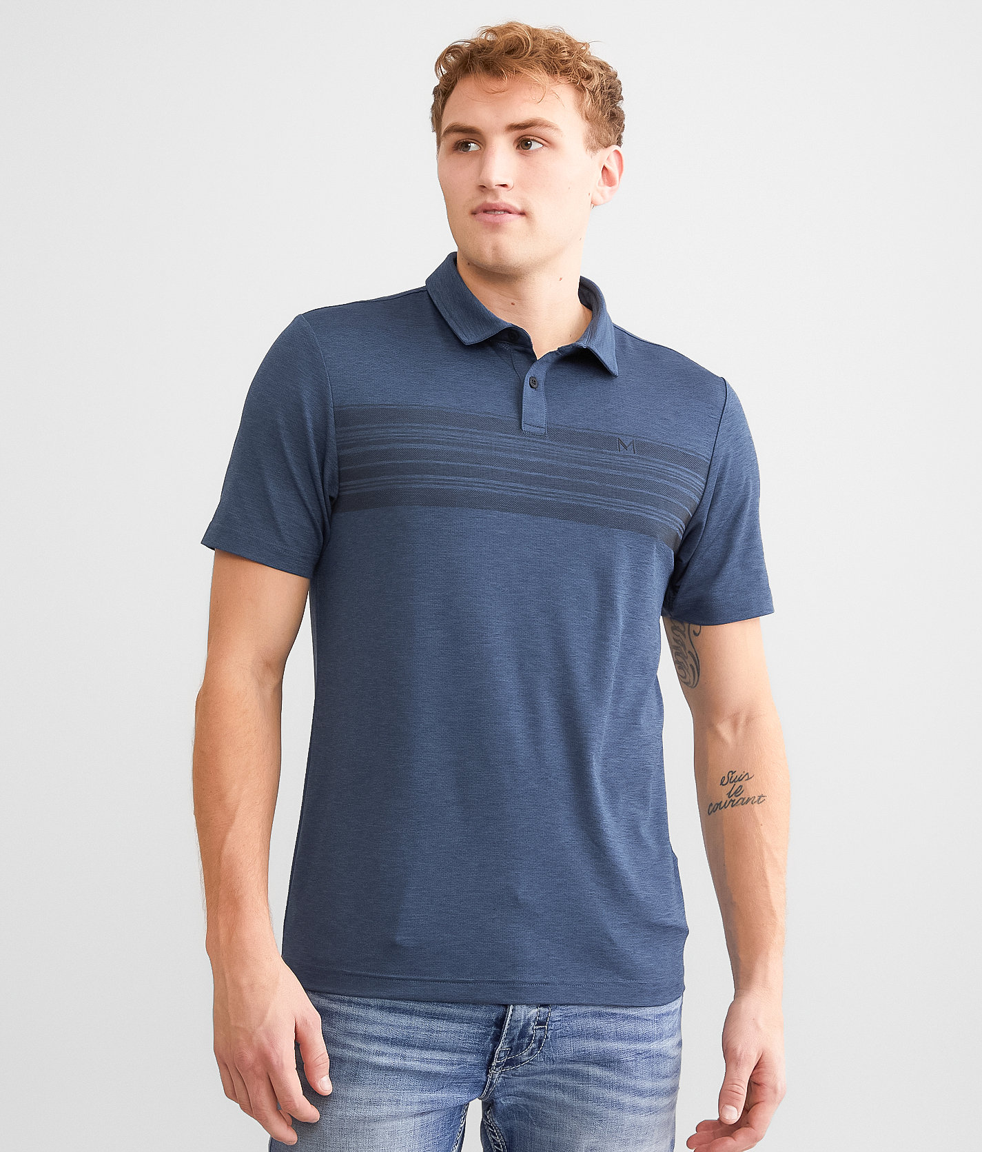 Maven Co-op Striped Performance Polo - Men's Polos in Spellbound