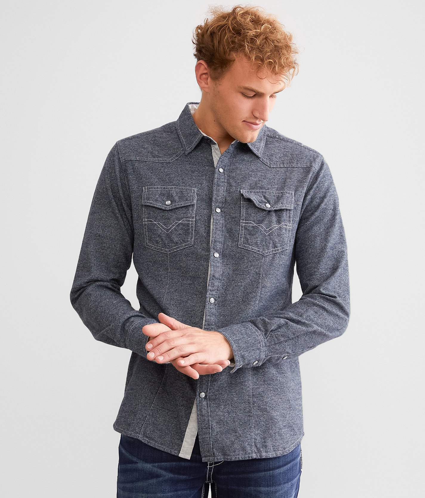 BKE Standard Brushed Shirt - Men's Shirts in Navy White