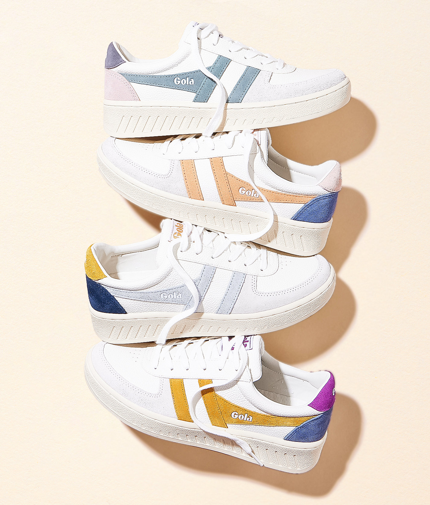 Gola® Grandslam Trident Sneaker - Women's Shoes in White Sun Foxglove