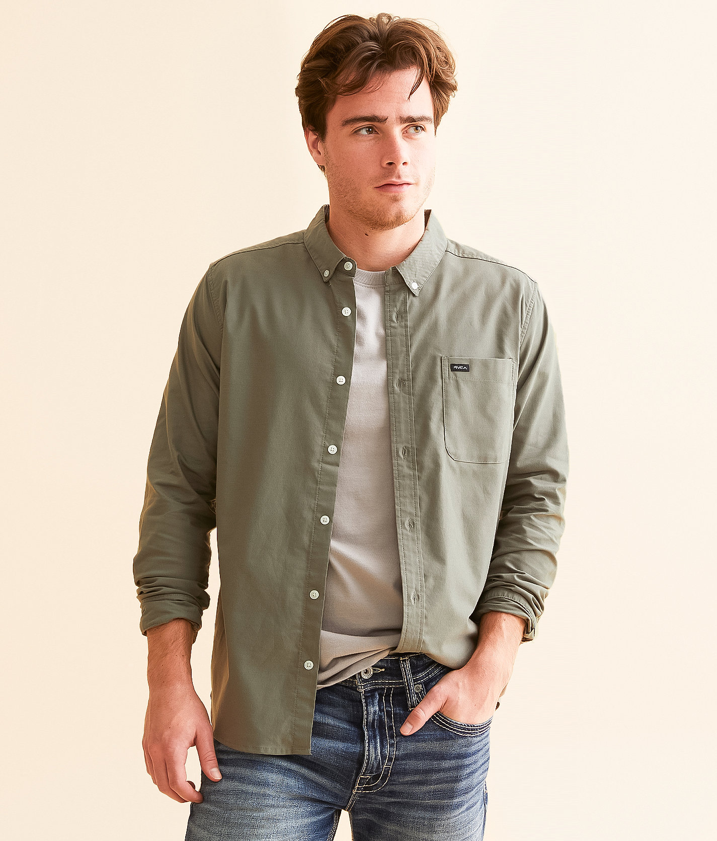 RVCA That'll Do Stretch Shirt - Men's Shirts in Sage Leaf