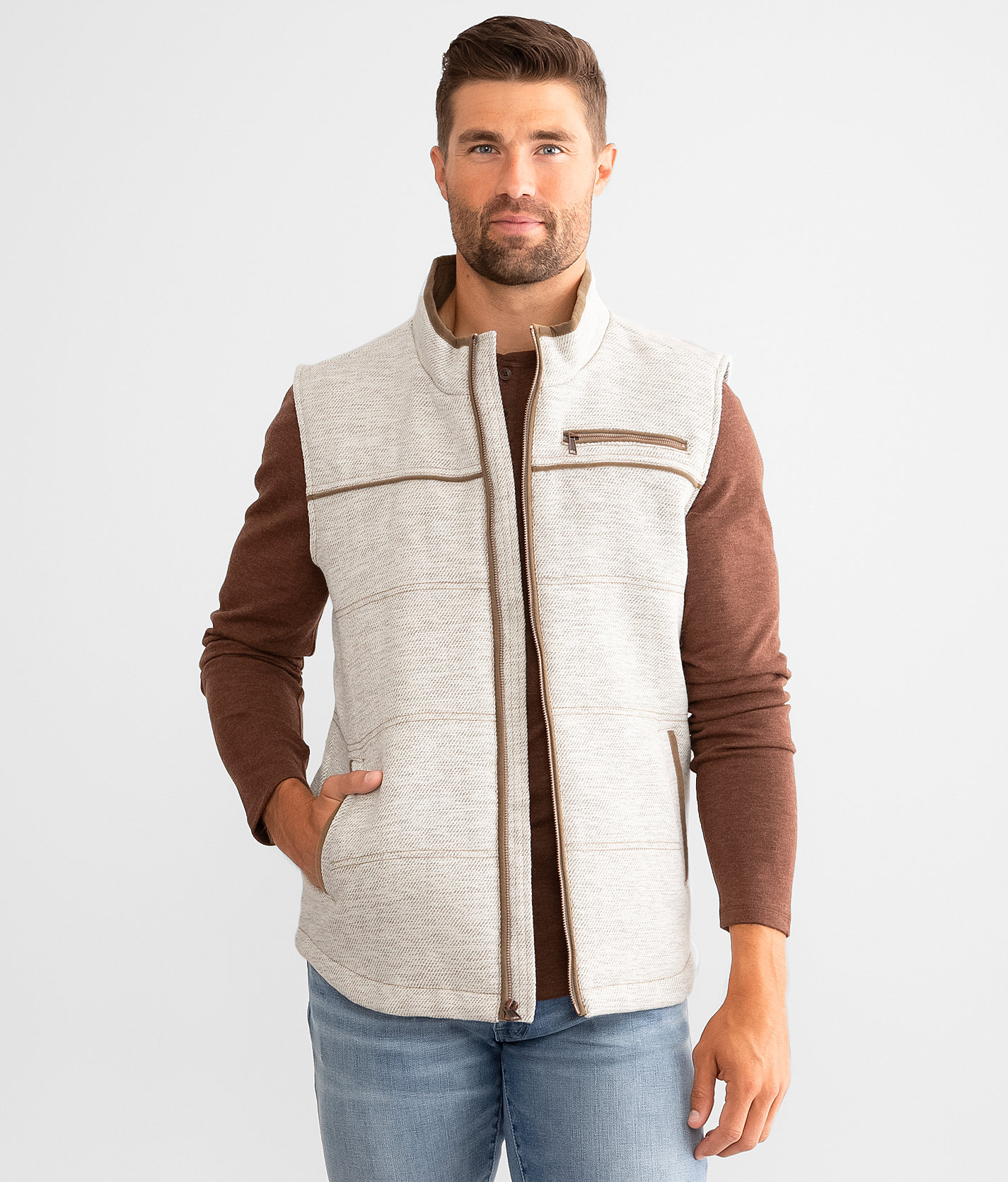 Outpost Makers Heathered Puffer Vest - Men's Coats & Jackets in Cream