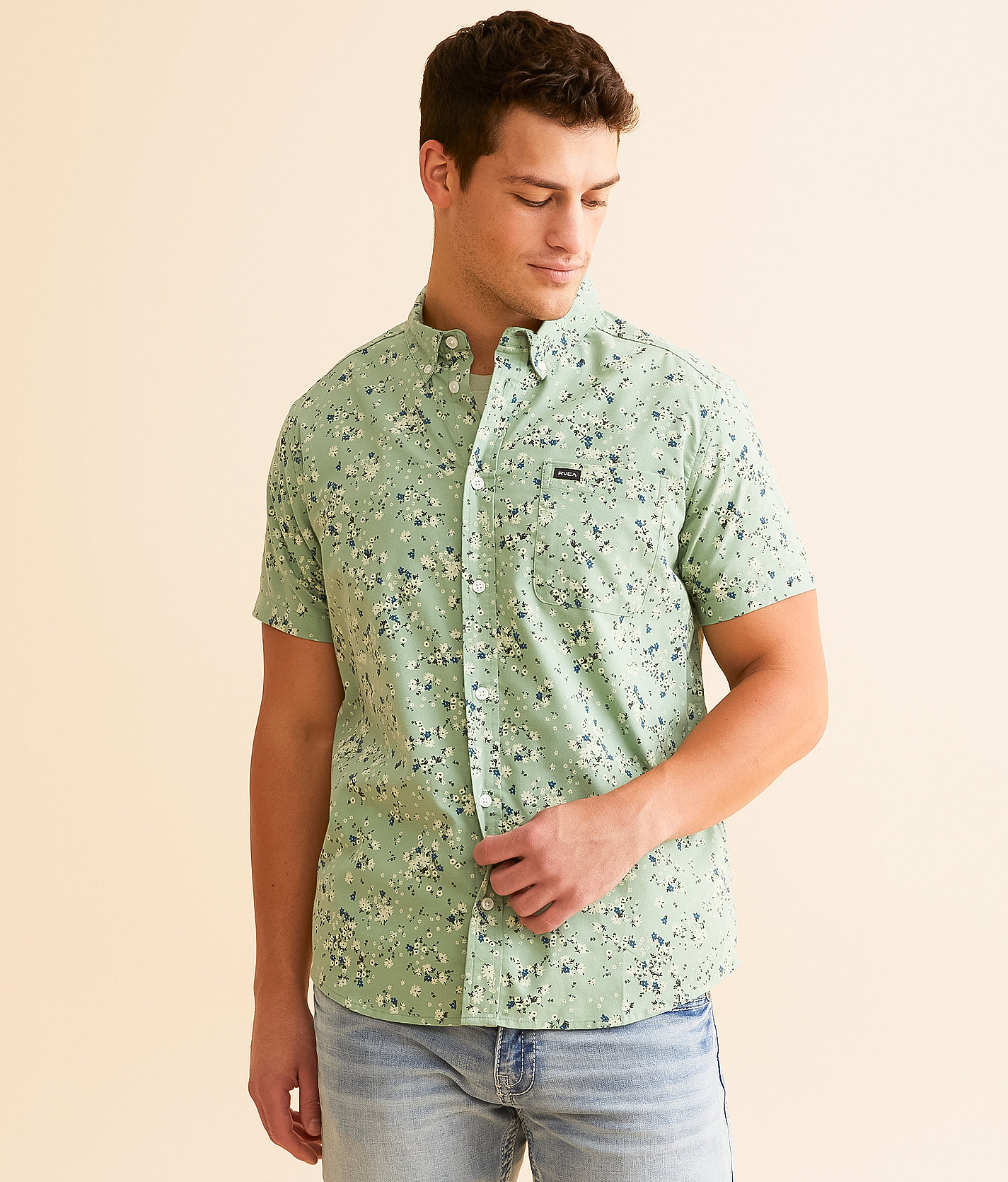 RVCA That'll Do Stretch Shirt - Men's Shirts in Green Haze