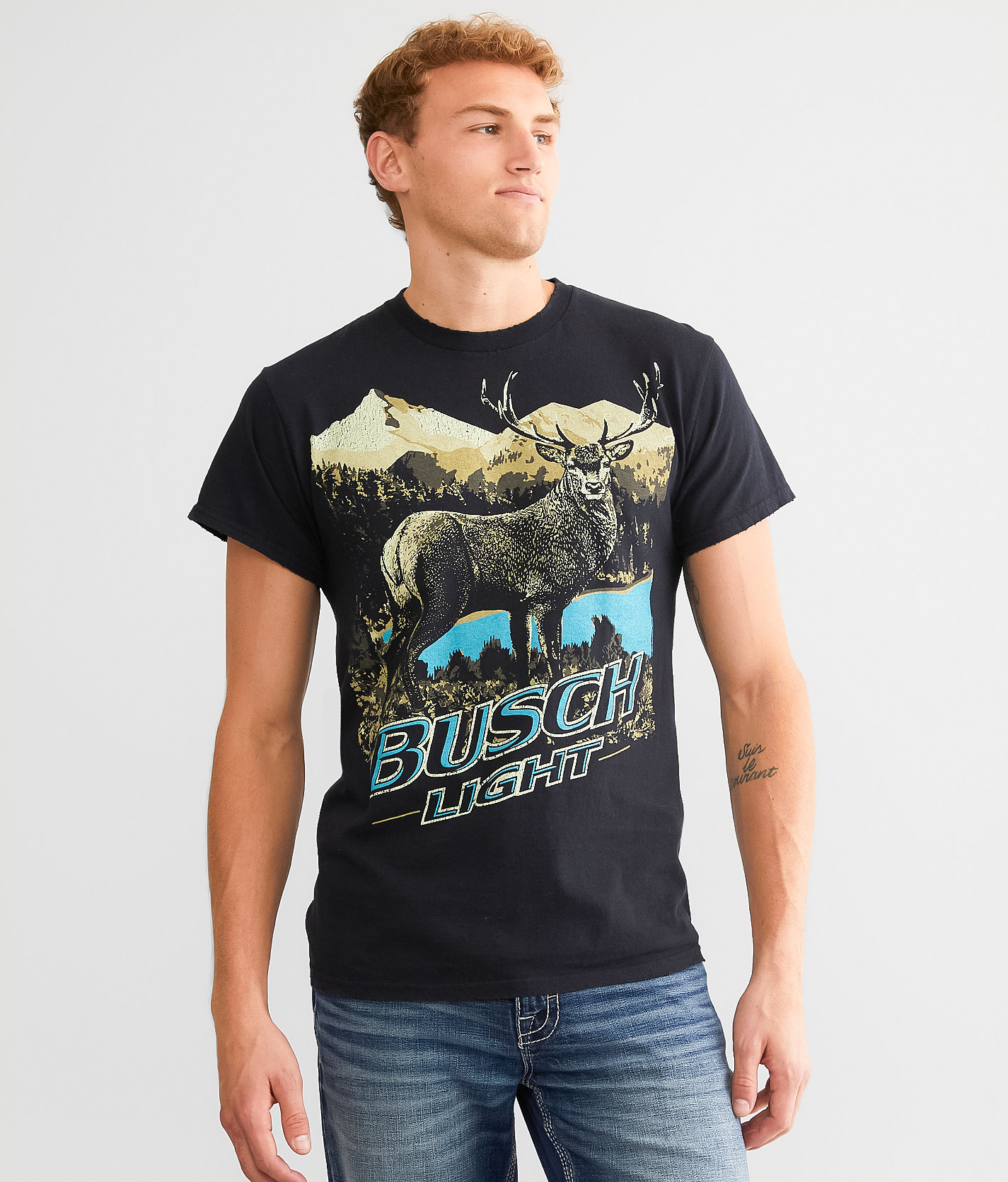 Junkfood Busch Light® Elk T-Shirt - Men's T-Shirts in Black