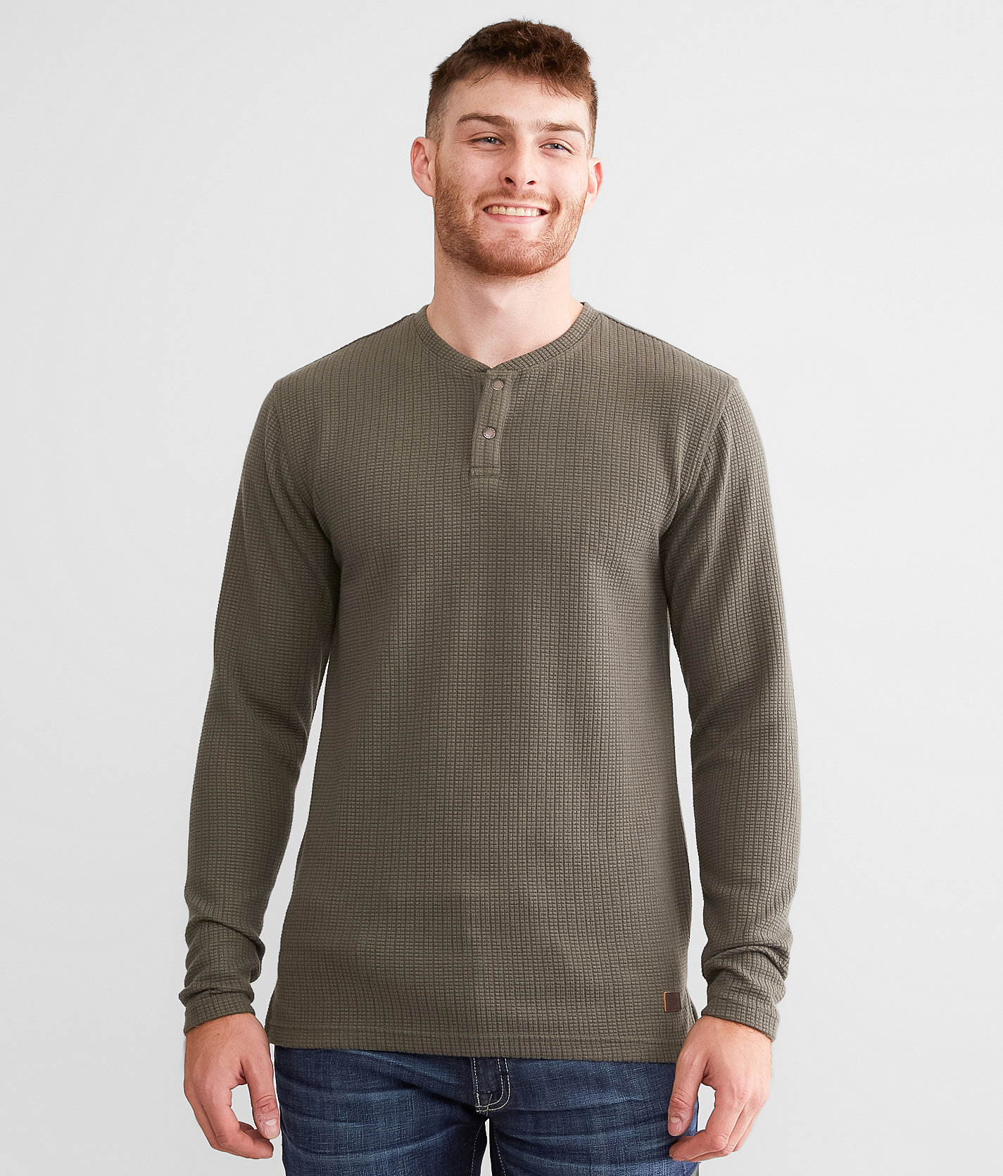 Outpost Makers Textured Henley - Men's T-Shirts in Dusty Olive