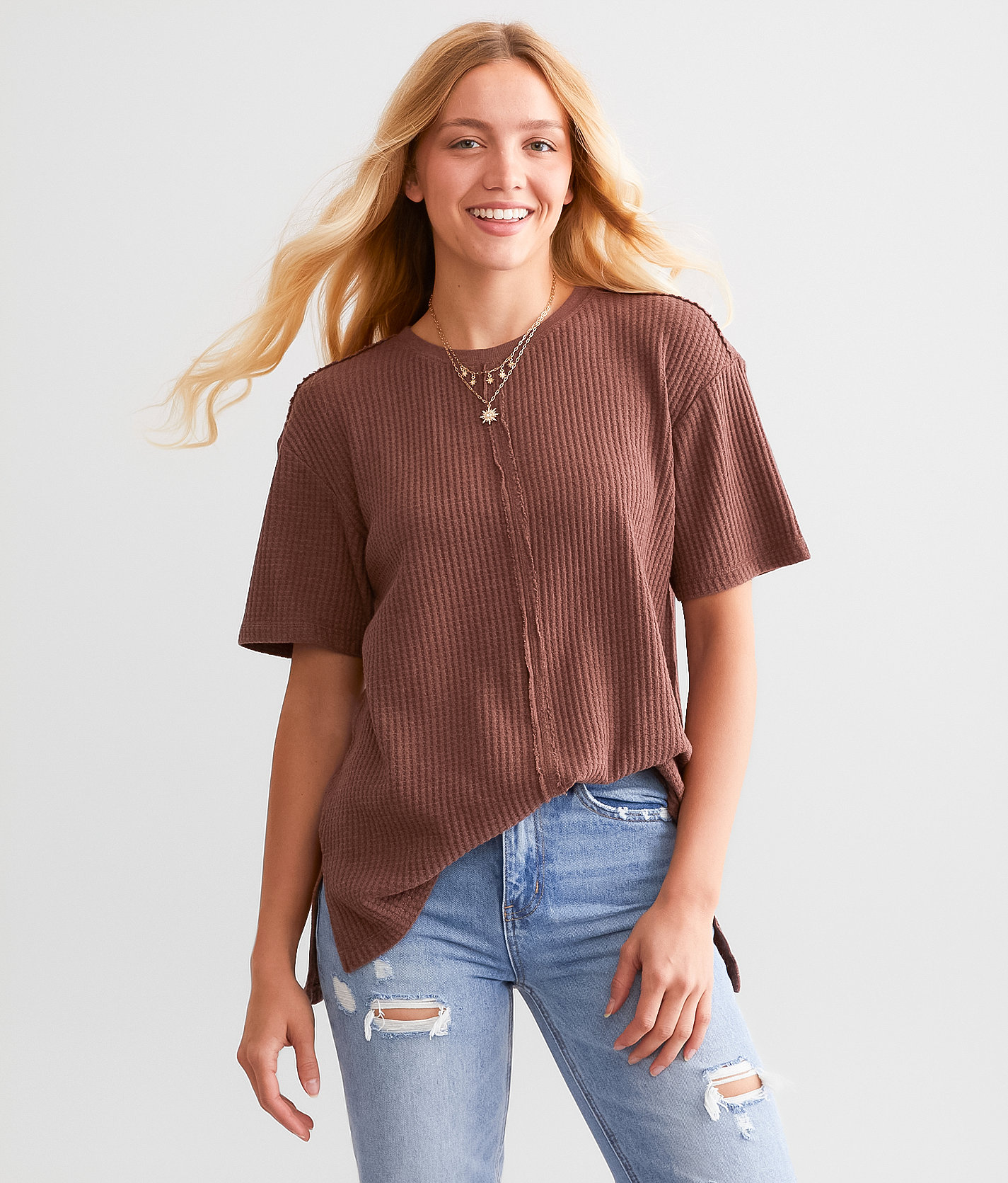 White Crow Clara Waffle Top - Women's Shirts & Blouses in Hazelnut