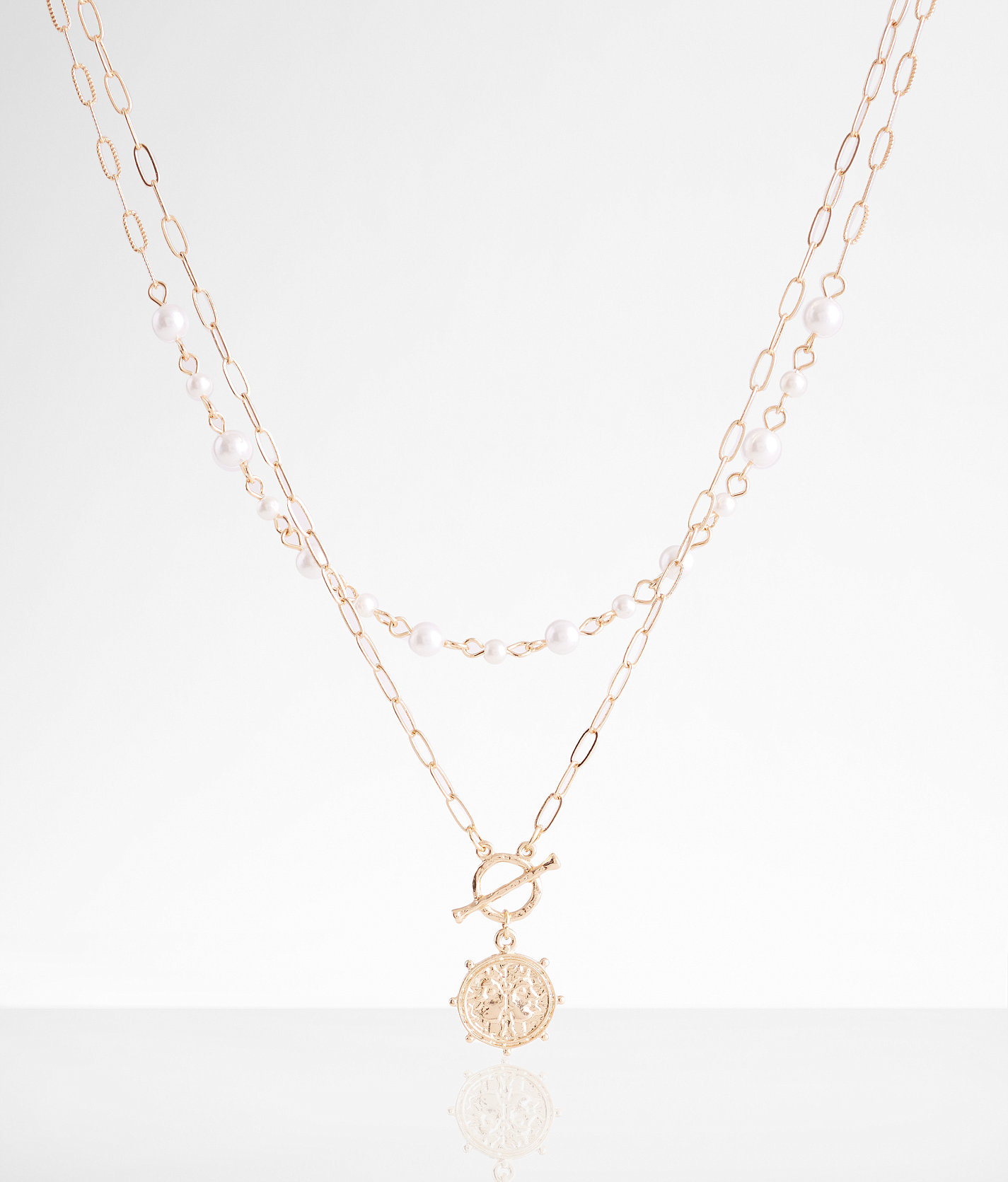 boutique by BKE 2 Pack Pendant Necklace Set - Women's Jewelry in Gold Pearl