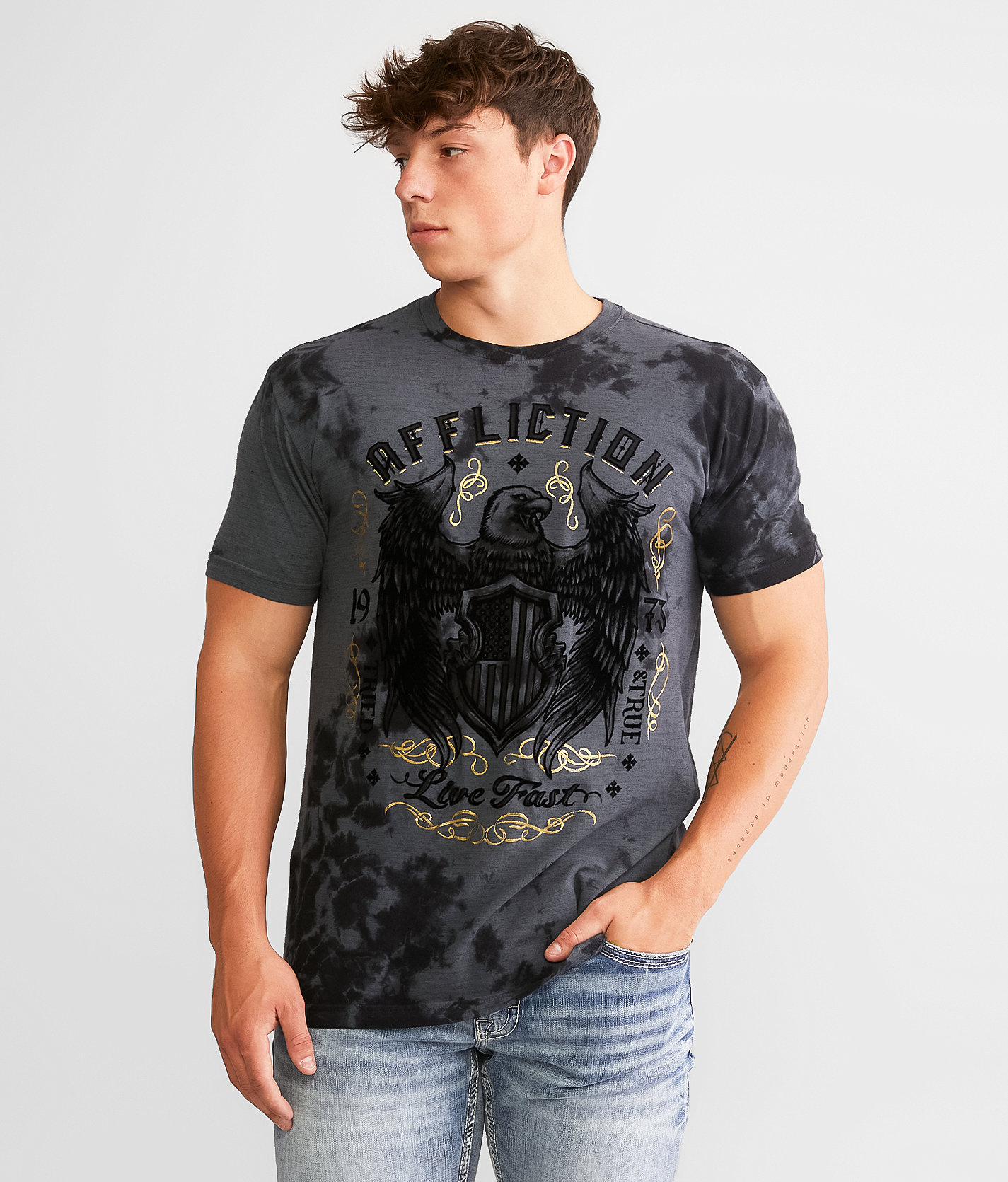 Affliction Code Of Honor T-Shirt - Men's T-Shirts in Charcoal Black Crys Wash