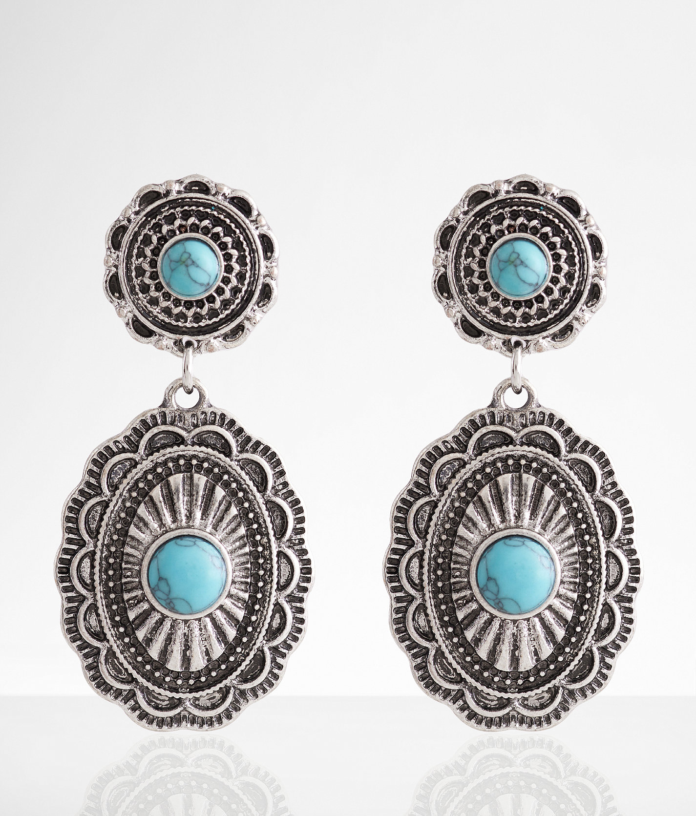 boutique by BKE Western Turquoise Earring - Women's Jewelry in Silver