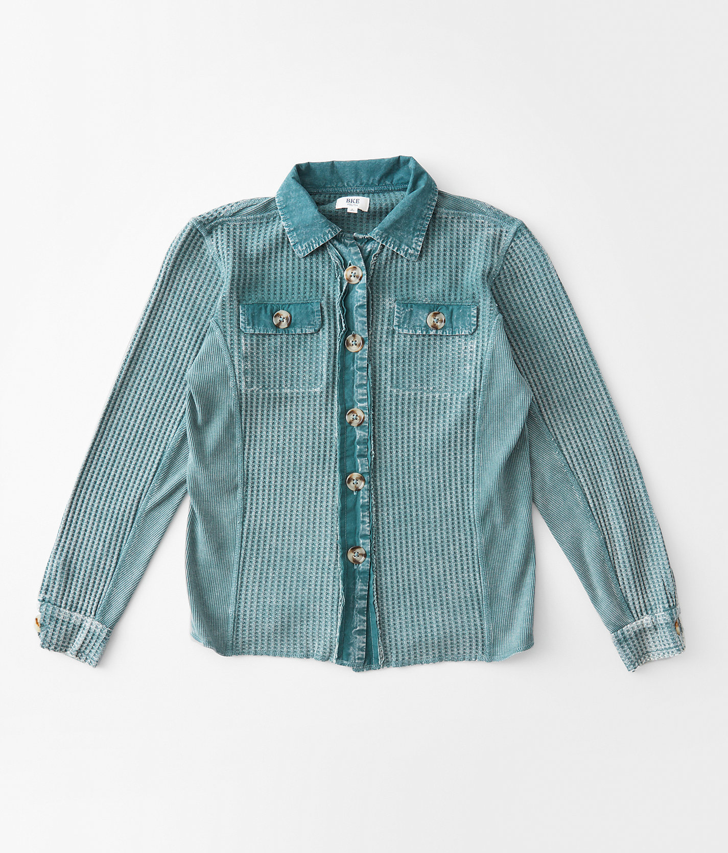 Girls - BKE Oversized Thermal Shirt - Girl's Shirts & Blouses in Sea Pine