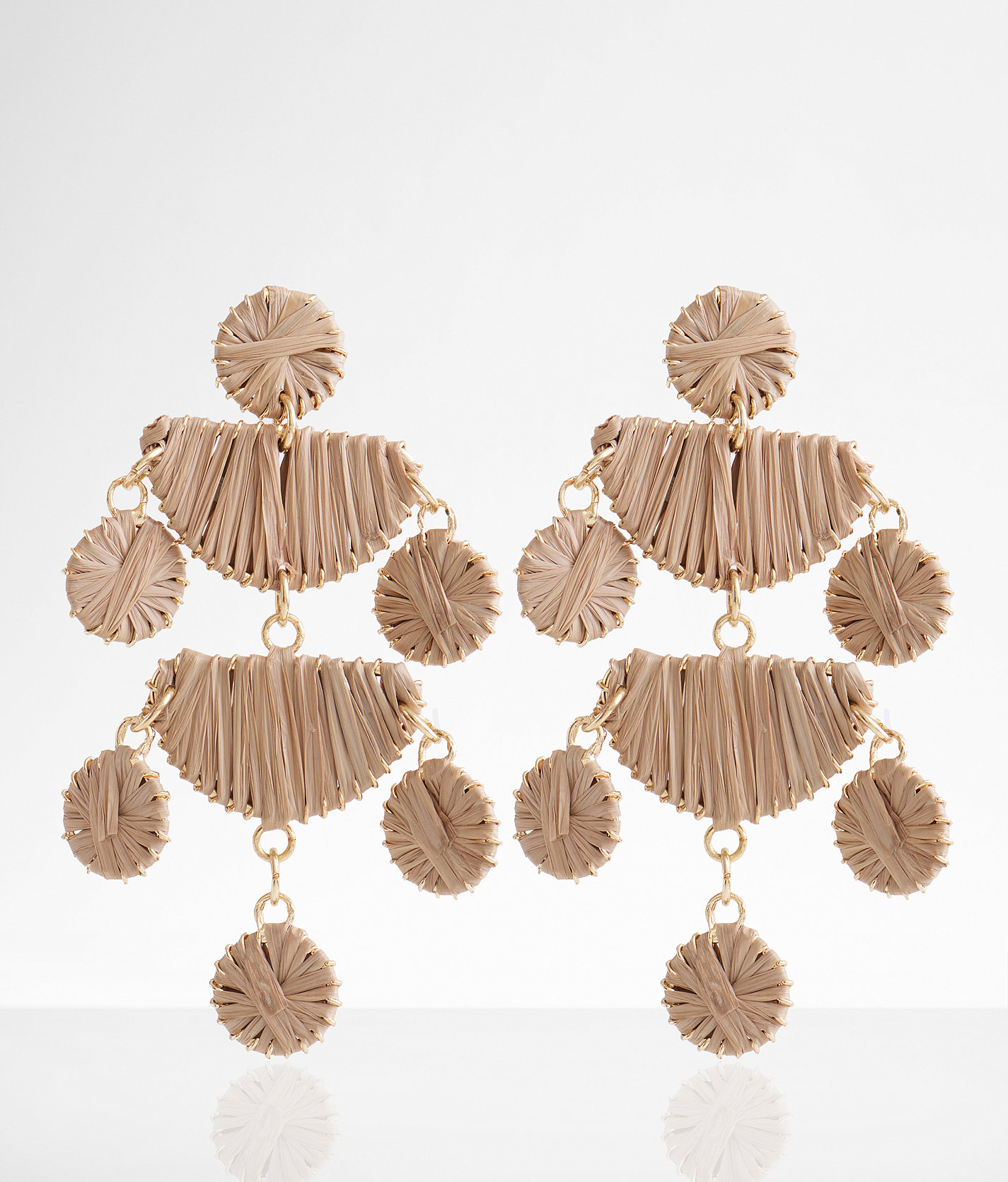 boutique by BKE Tiered Raffia Wrapped Earring - Women's Jewelry in Taupe