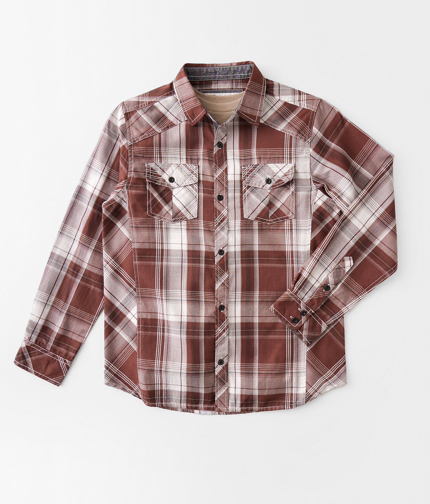 Boys - BKE Plaid Shirt - Boy's Shirts in White Brown