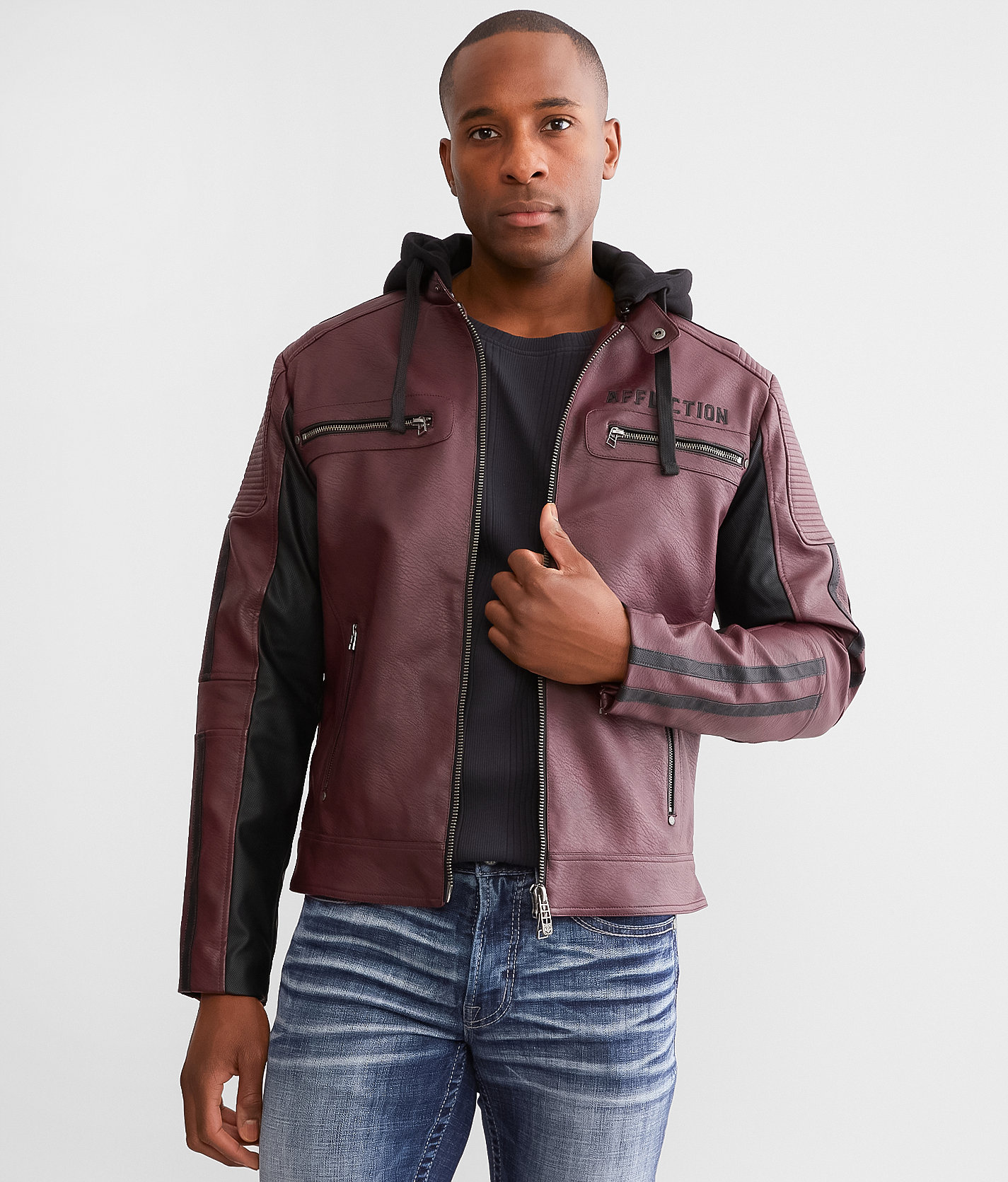 Affliction Density Hooded Jacket - Men's Coats & Jackets in Burgundy