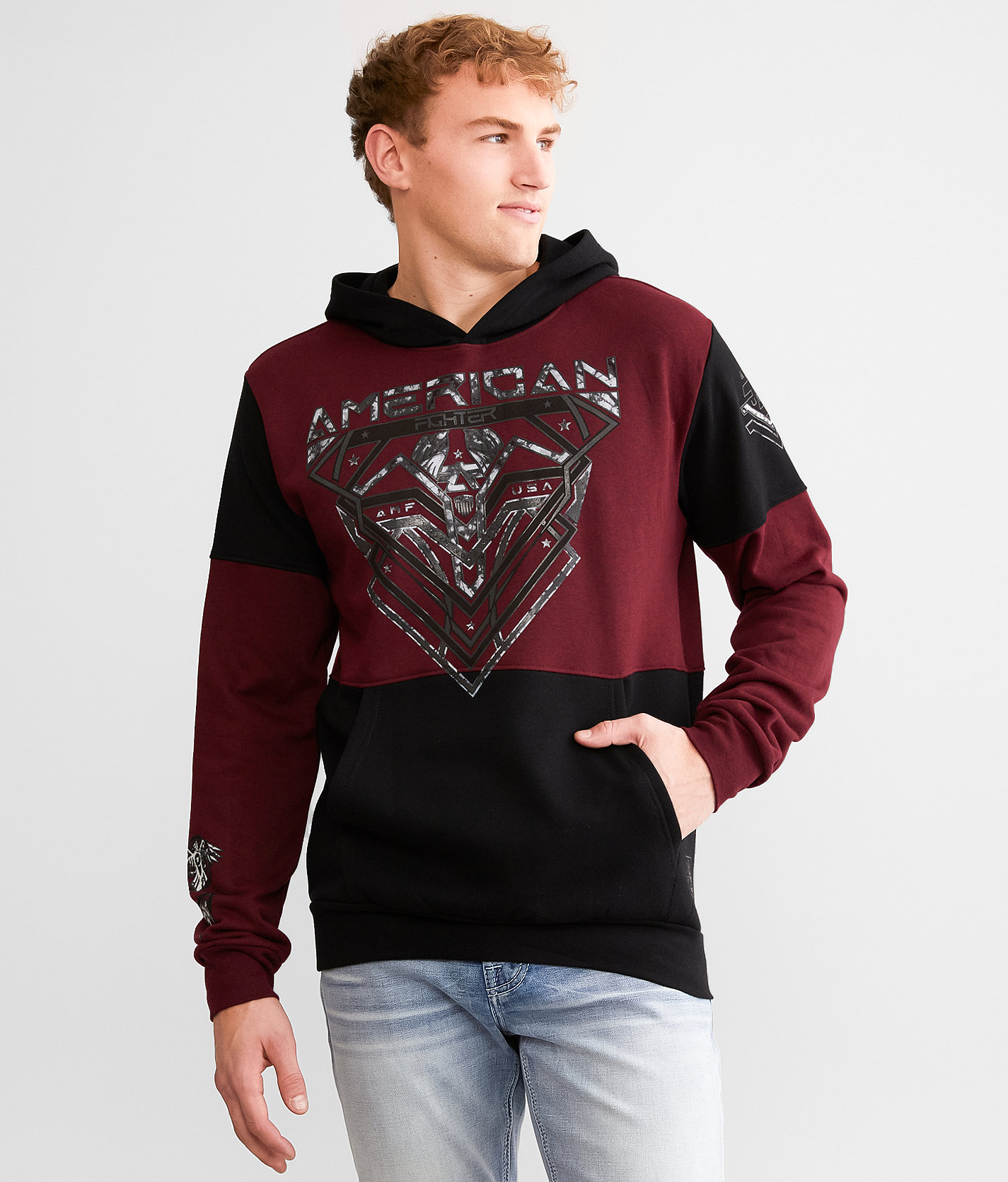 American Fighter Burleson Hooded Sweatshirt - Men's Sweatshirts in Jester Red Black