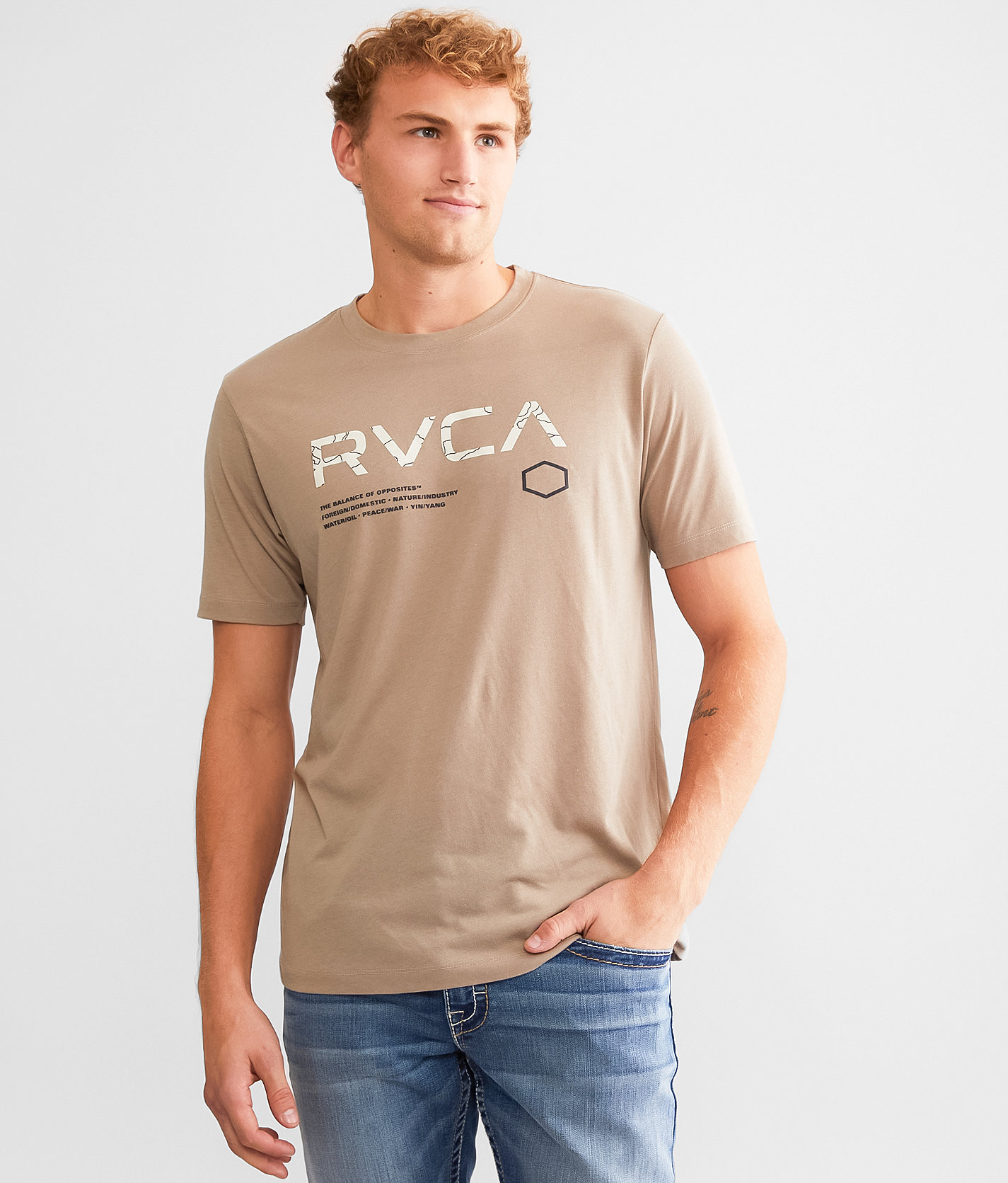 RVCA Force Sport T-Shirt - Men's T-Shirts in Dark Khaki