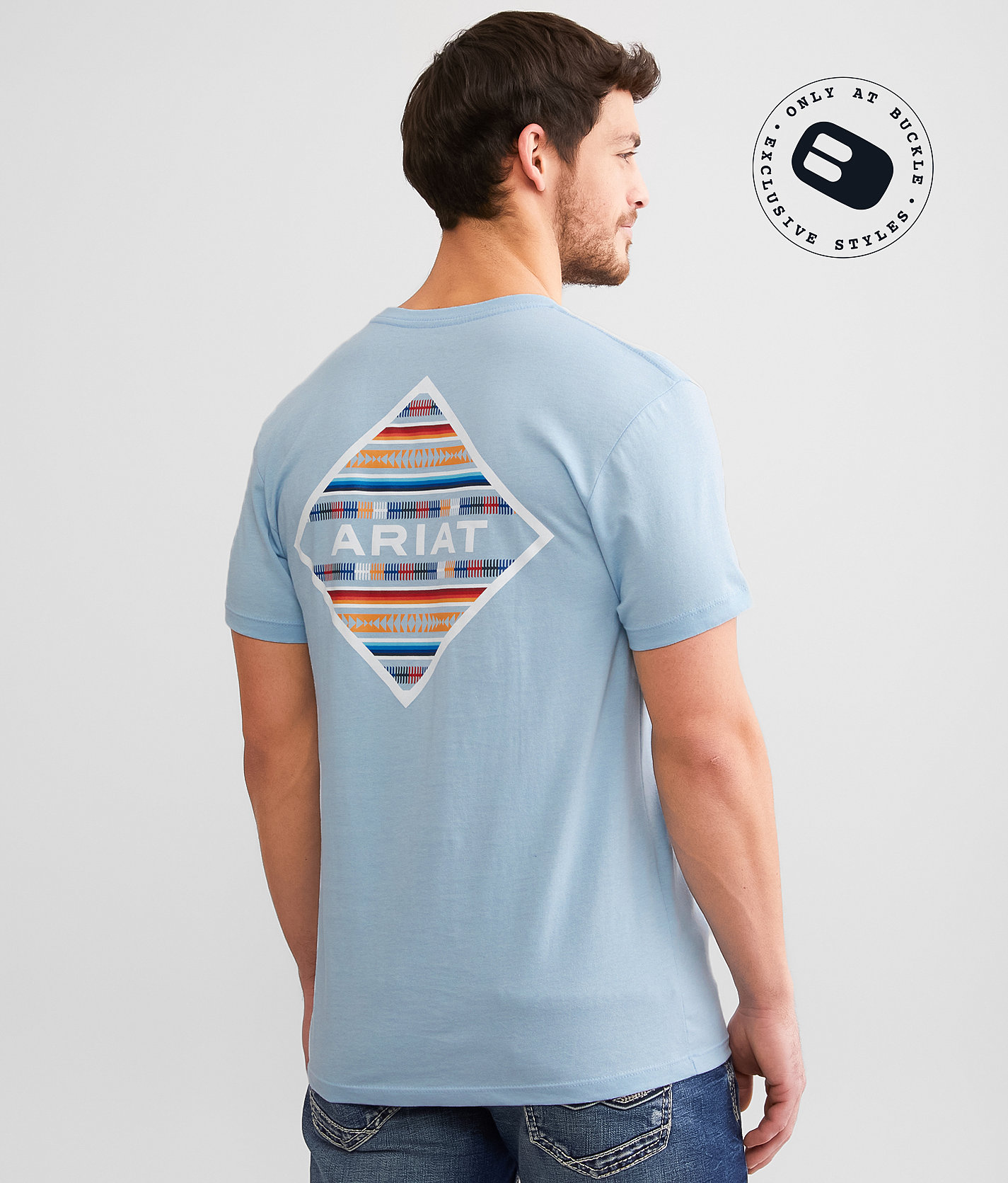 Ariat Southwest Stripe T-Shirt - Men's T-Shirts in Light Blue