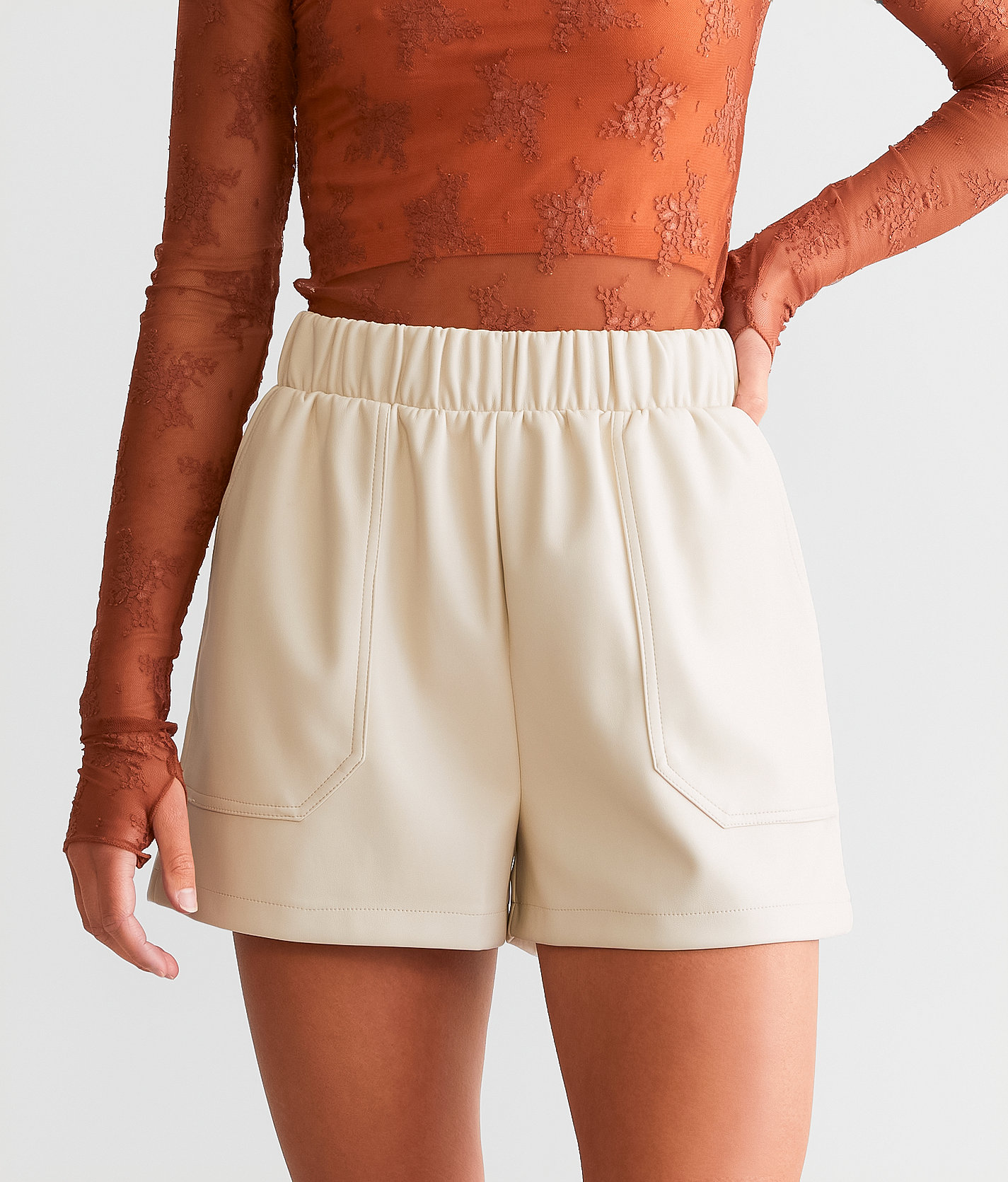 Steve Madden Faux Leather Short - Women's Shorts in Bone