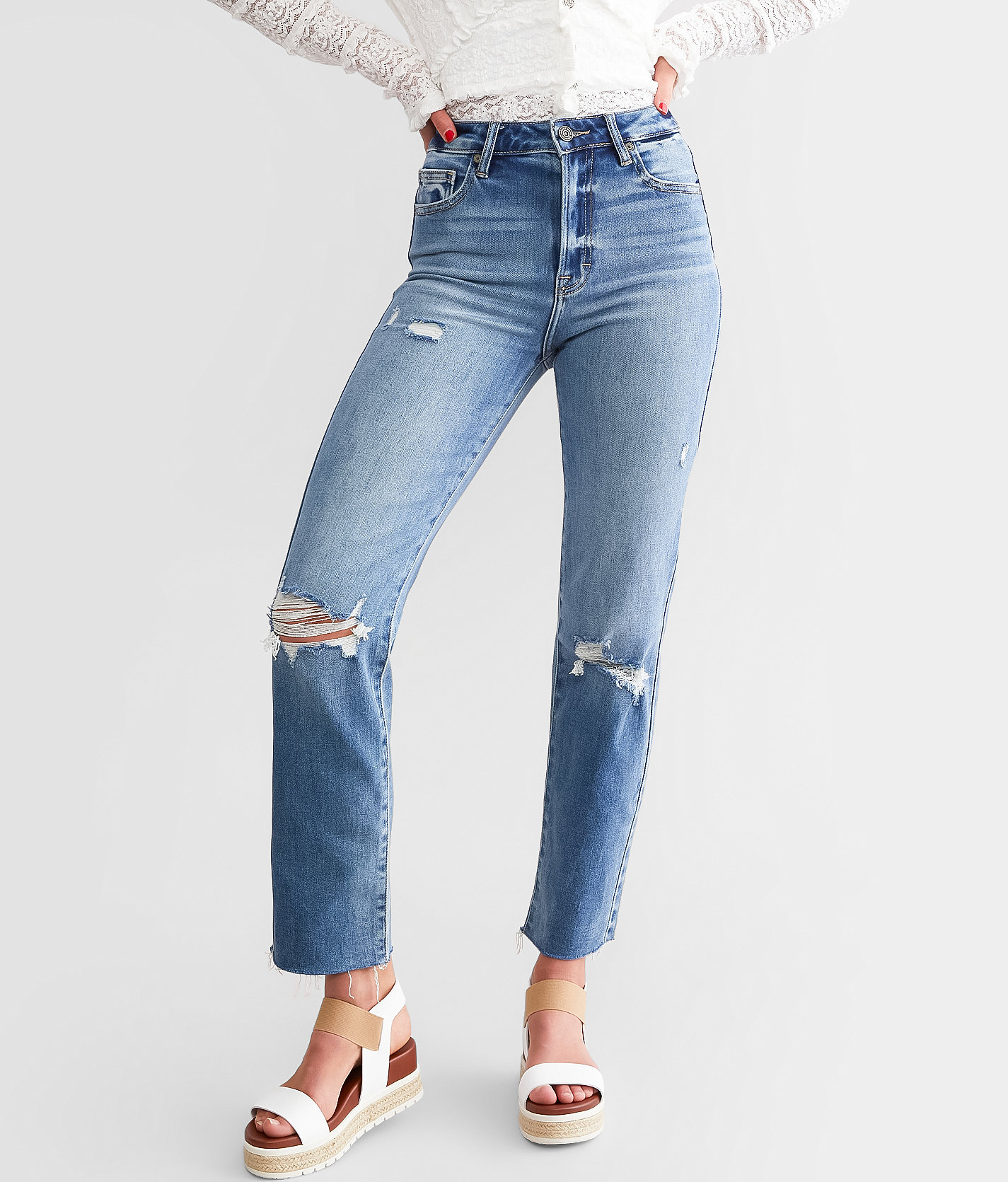 HIDDEN Tracey Cropped Straight Jean - Women's Jeans in Medium Wash