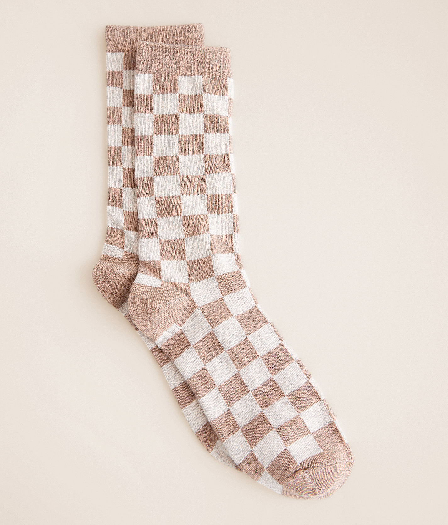 BKE x Muk Luks Checkered Socks - Women's Socks in Fawn Cream