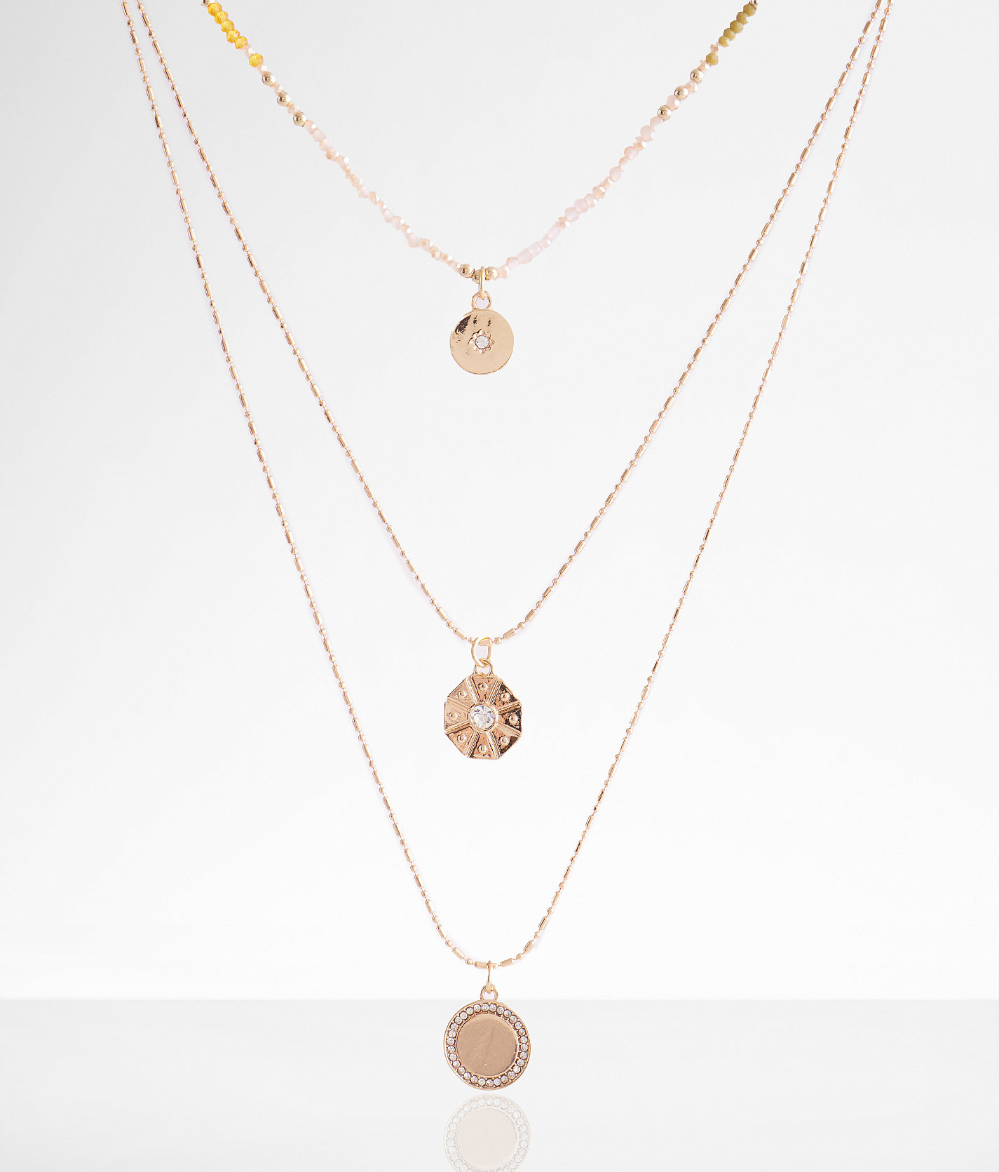 boutique by BKE Triple Pendant Tiered Necklace - Women's Jewelry in Gold Multi