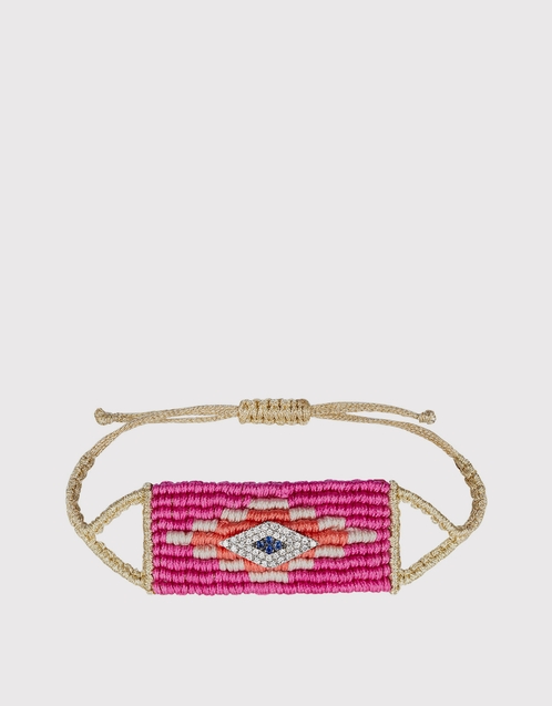 14k Evil Eye Diamond Woven Bracelet