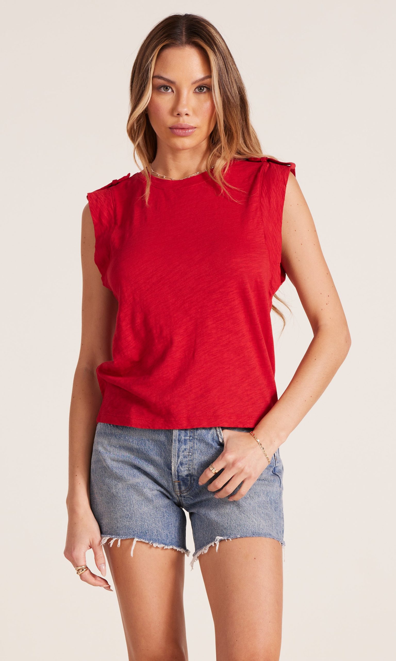 Bobi Epaulet Tank-Lava