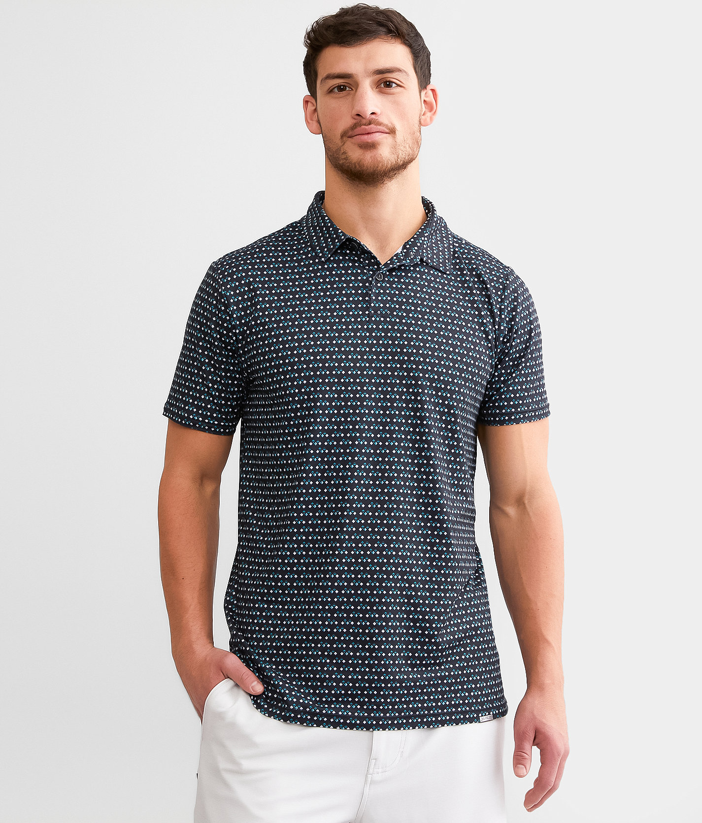 J.B. Holt Pala Performance Polo - Men's Polos in Black Turquoise