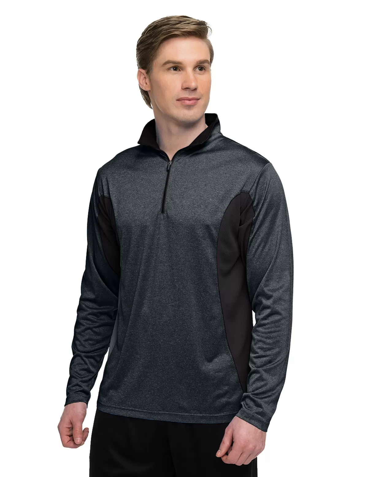 Tri Mountain K210 Sprinter Long Sleeve Zip Pullover Heather Jersey