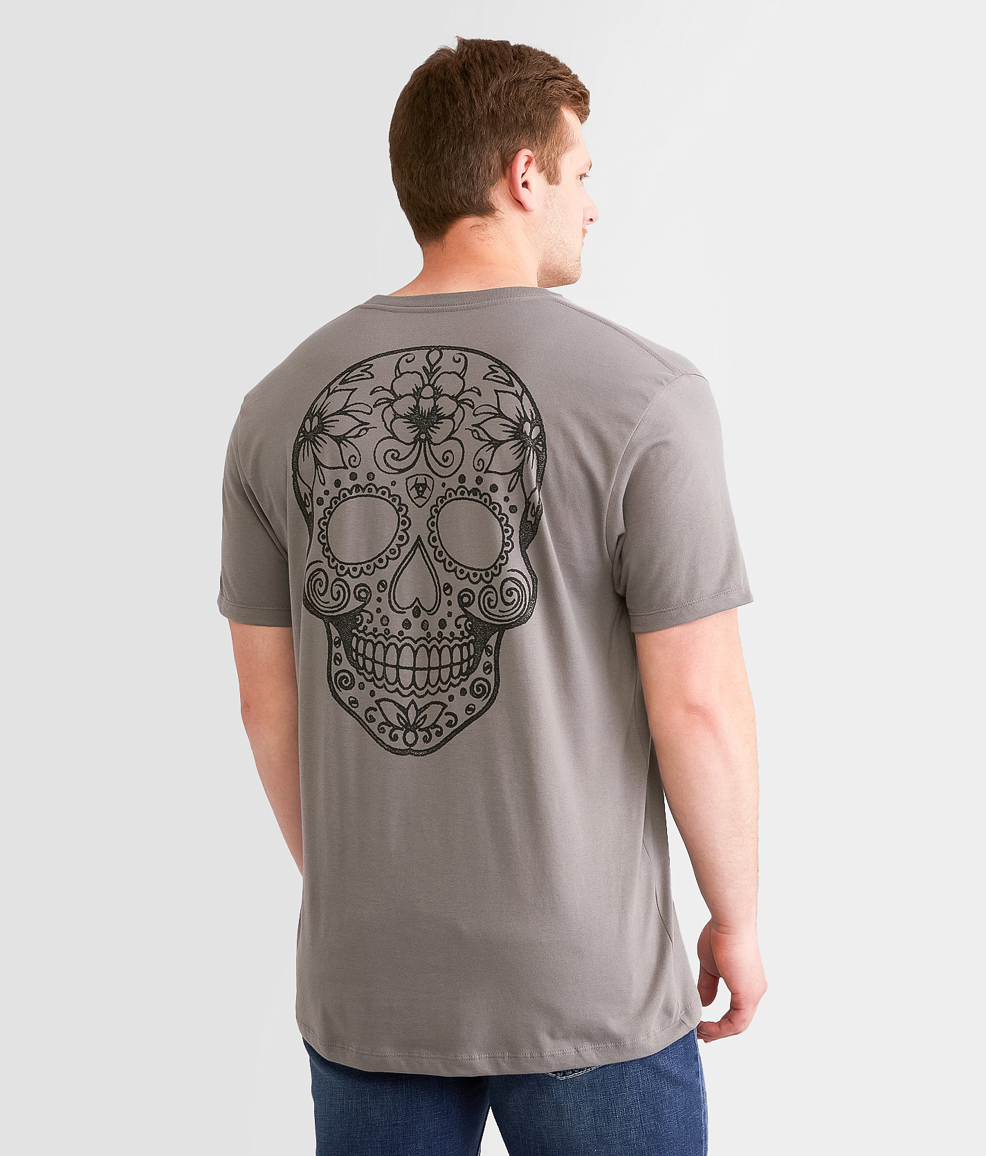 Ariat Sugar Skull T-Shirt - Men's T-Shirts in Smoked Pearl