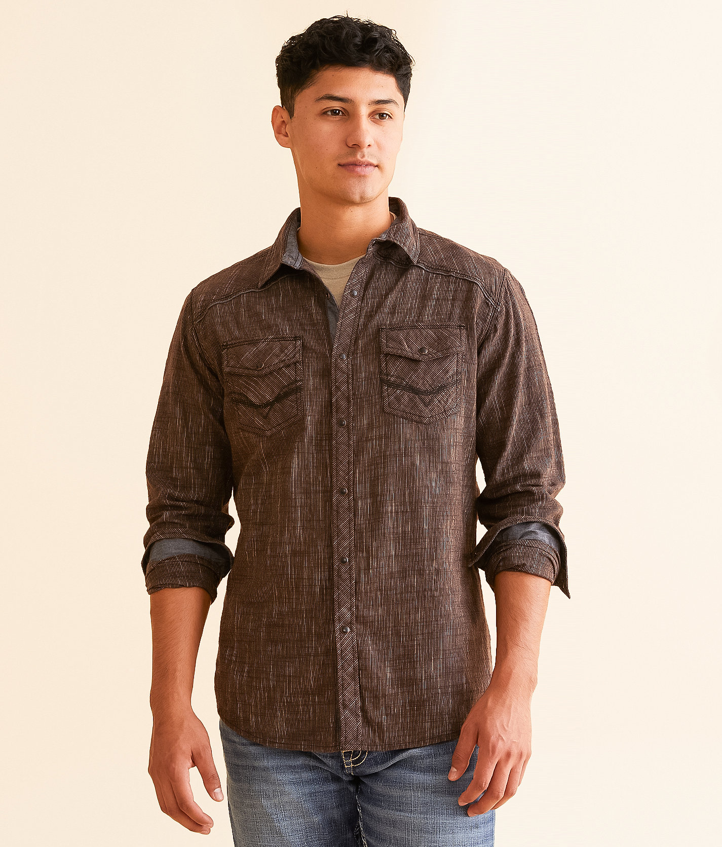 BKE Striped Athletic Shirt - Men's Shirts in Brown