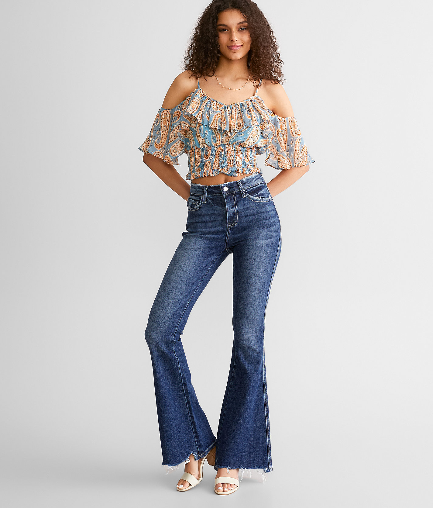 Flying Monkey High Rise Flare Stretch Jean - Women's Jeans in Elegant