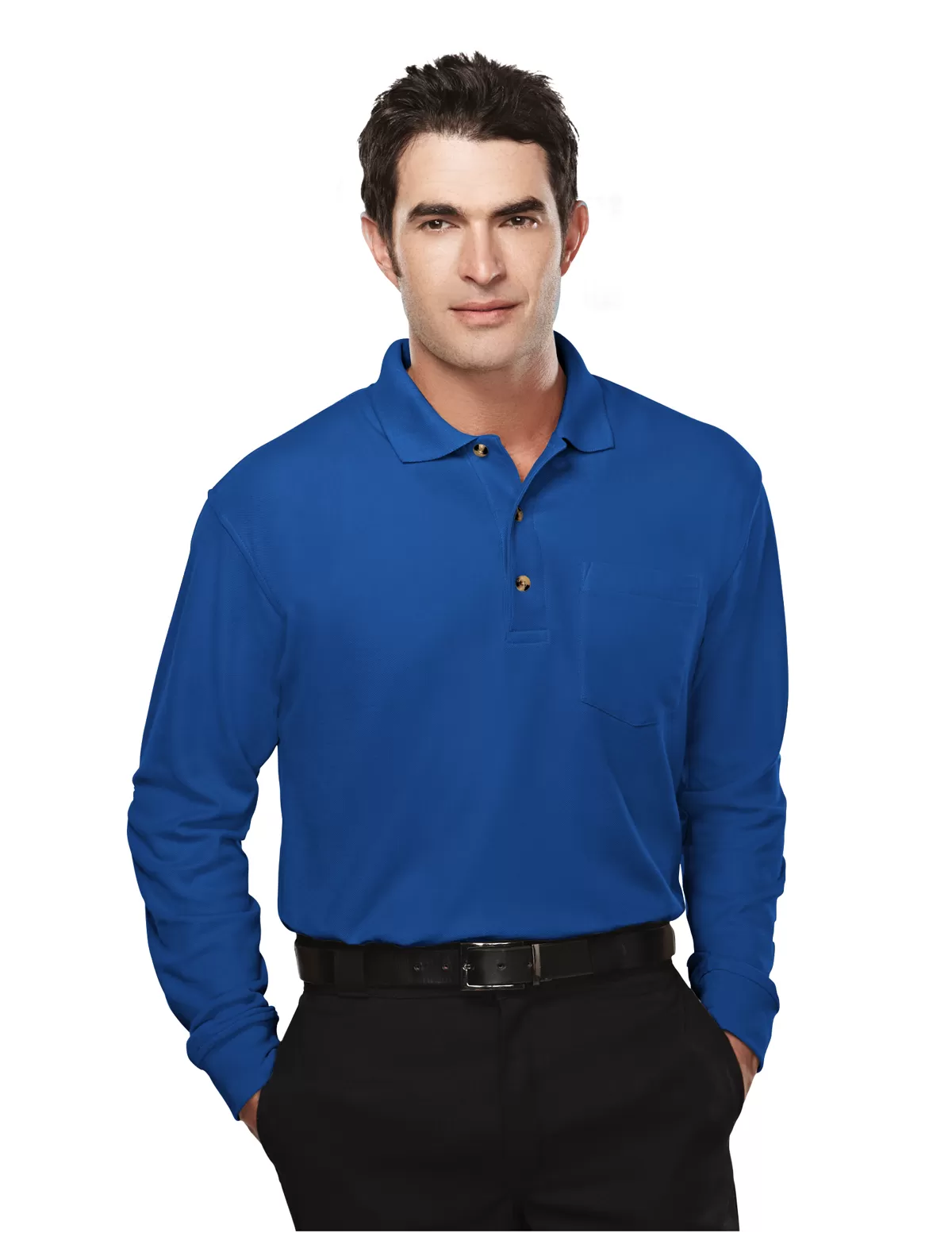 Tri Mountain 609 Spartan Men'S Long Sleeve Pocketed Golf Shirt