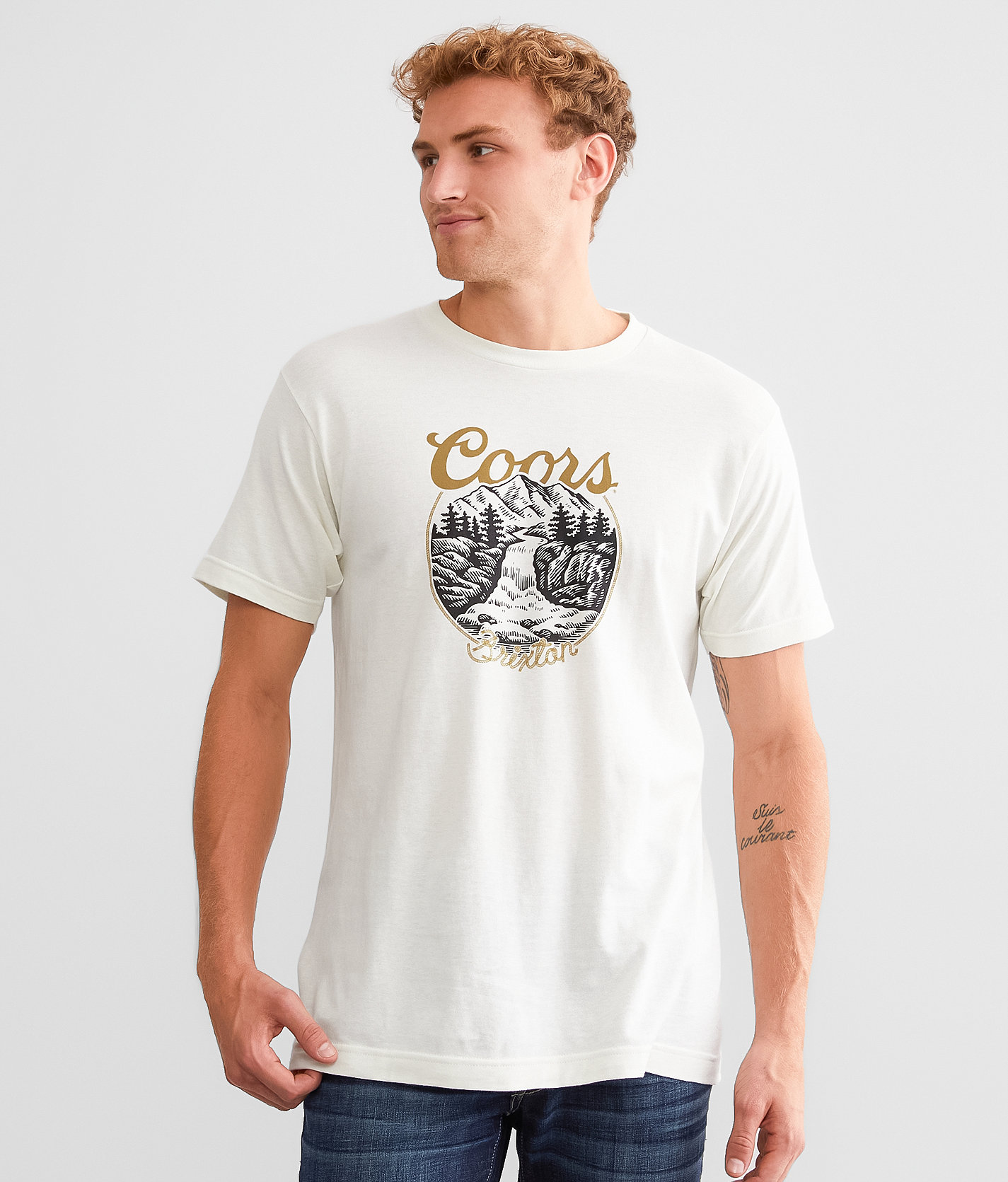 Brixton Coors® Rocky T-Shirt - Men's T-Shirts in Vintage White Black