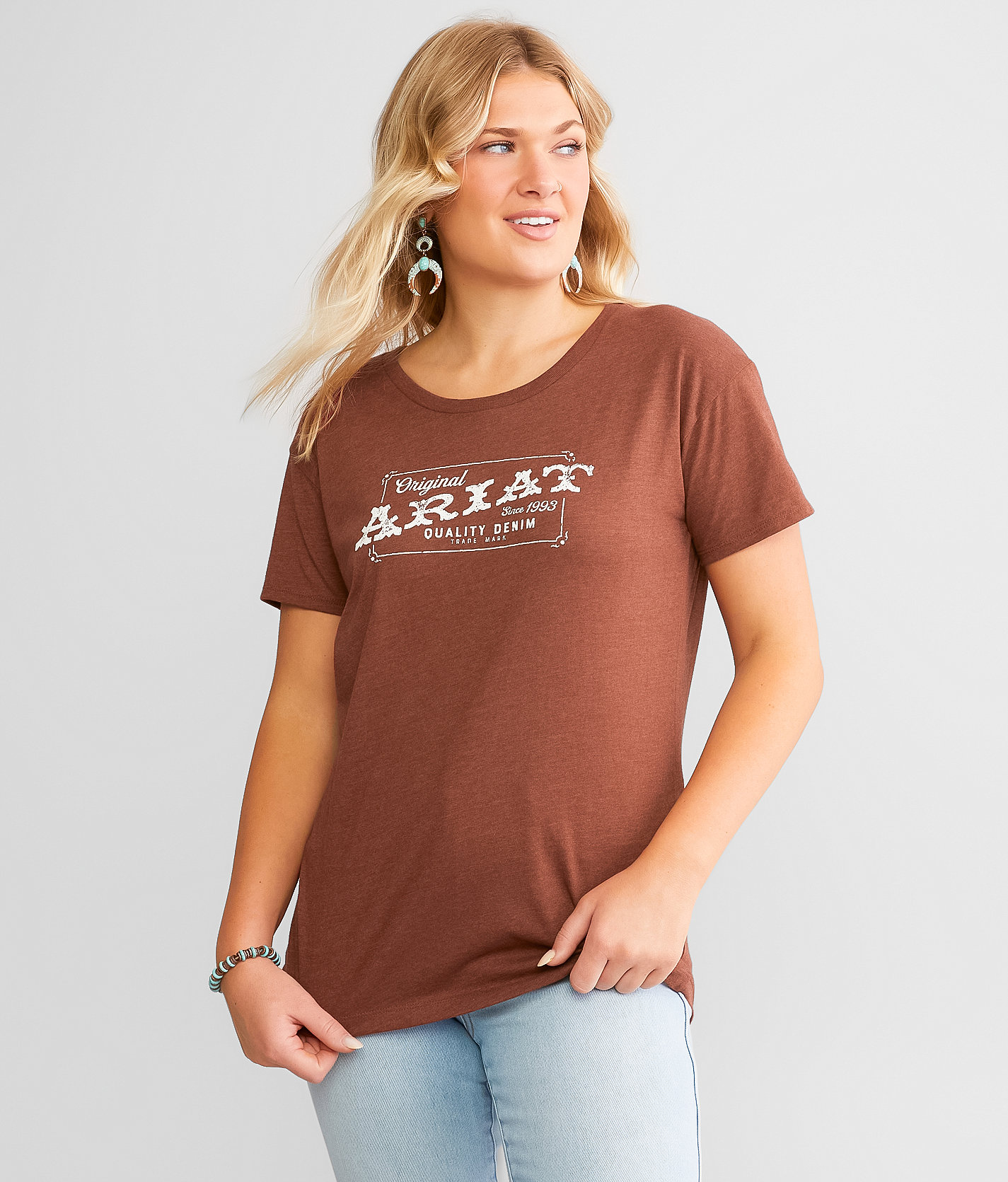 Ariat Denim Label T-Shirt - Women's T-Shirts in Rust Heather