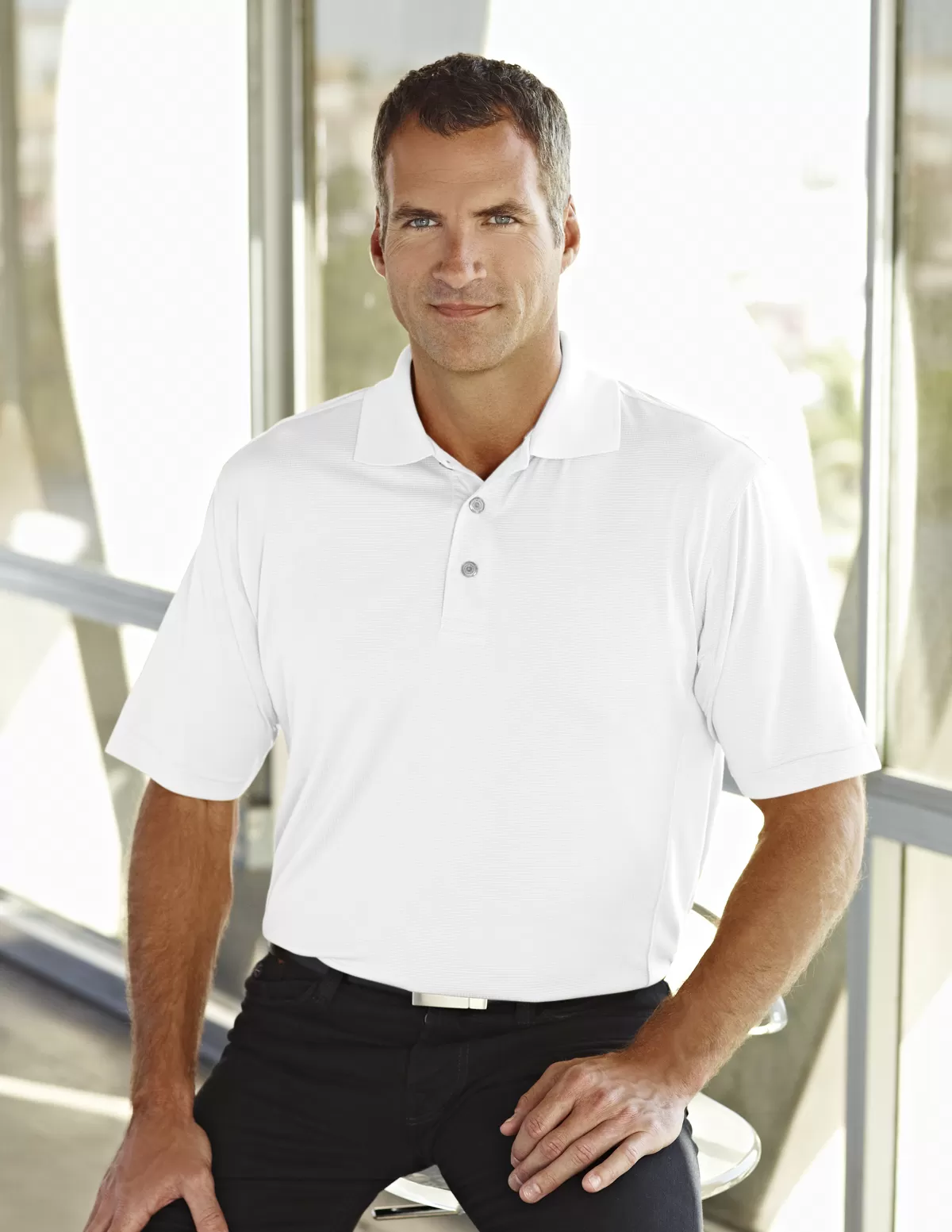 Tri Mountain 405 Glendale Men'S Ultracool Jaquard Knit Golf Shirt