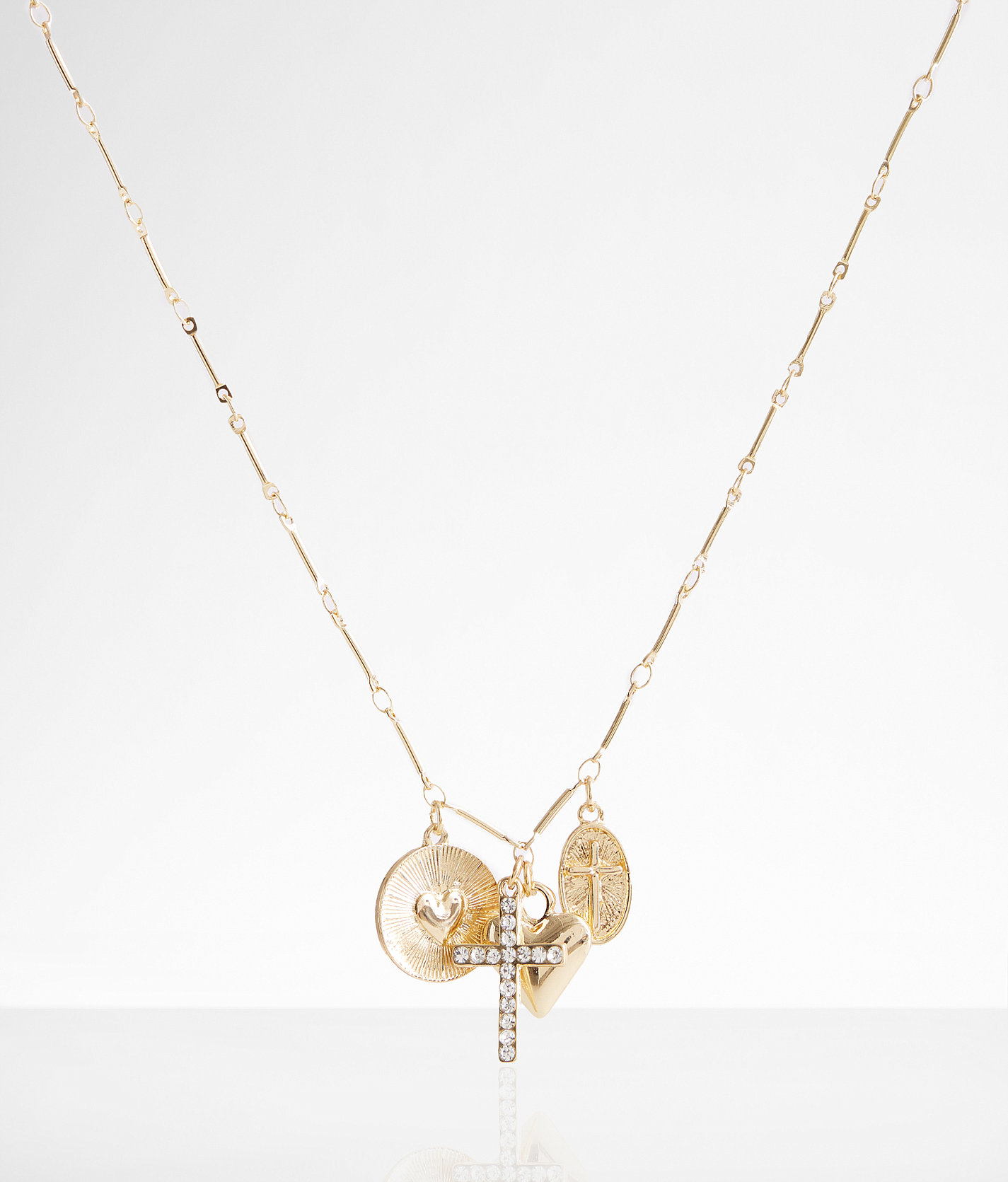 boutique by BKE Cross & Heart Necklace - Women's Jewelry in Gold