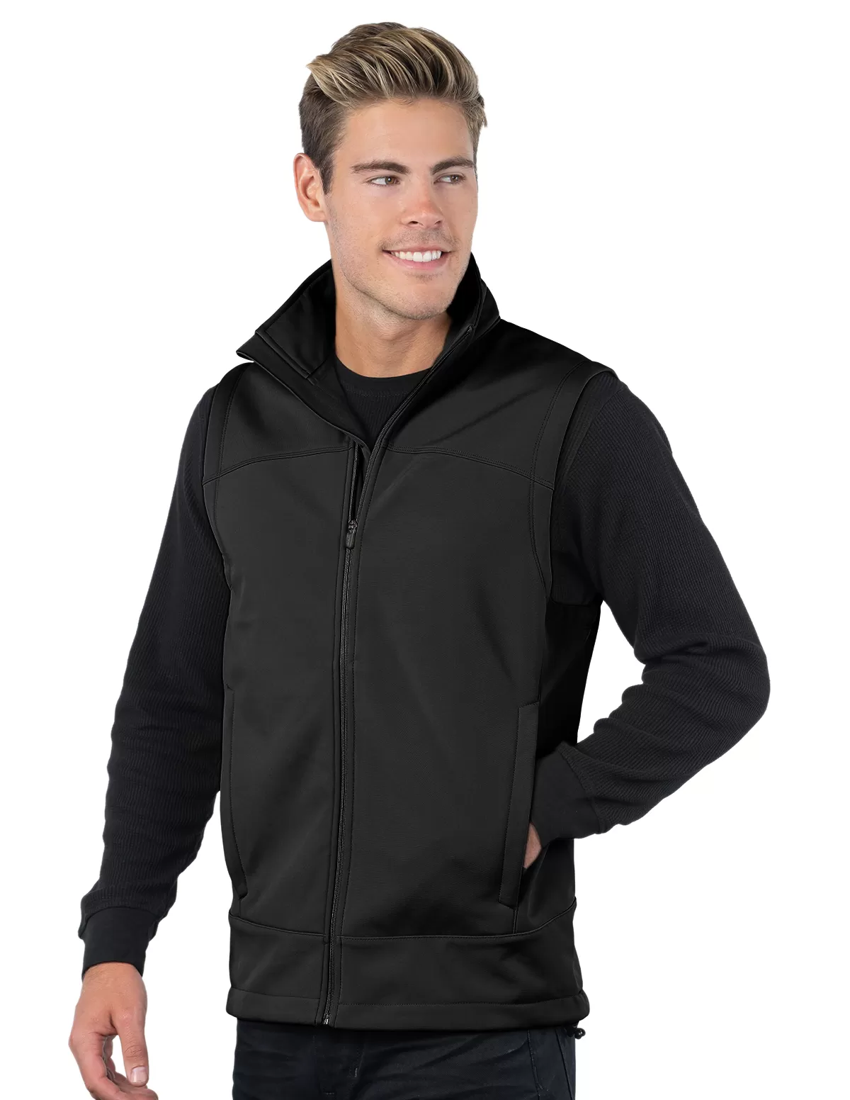 Tri Mountain 6440 Zeneth Men'S Poly Stretch Bonded Soft Shell Vest