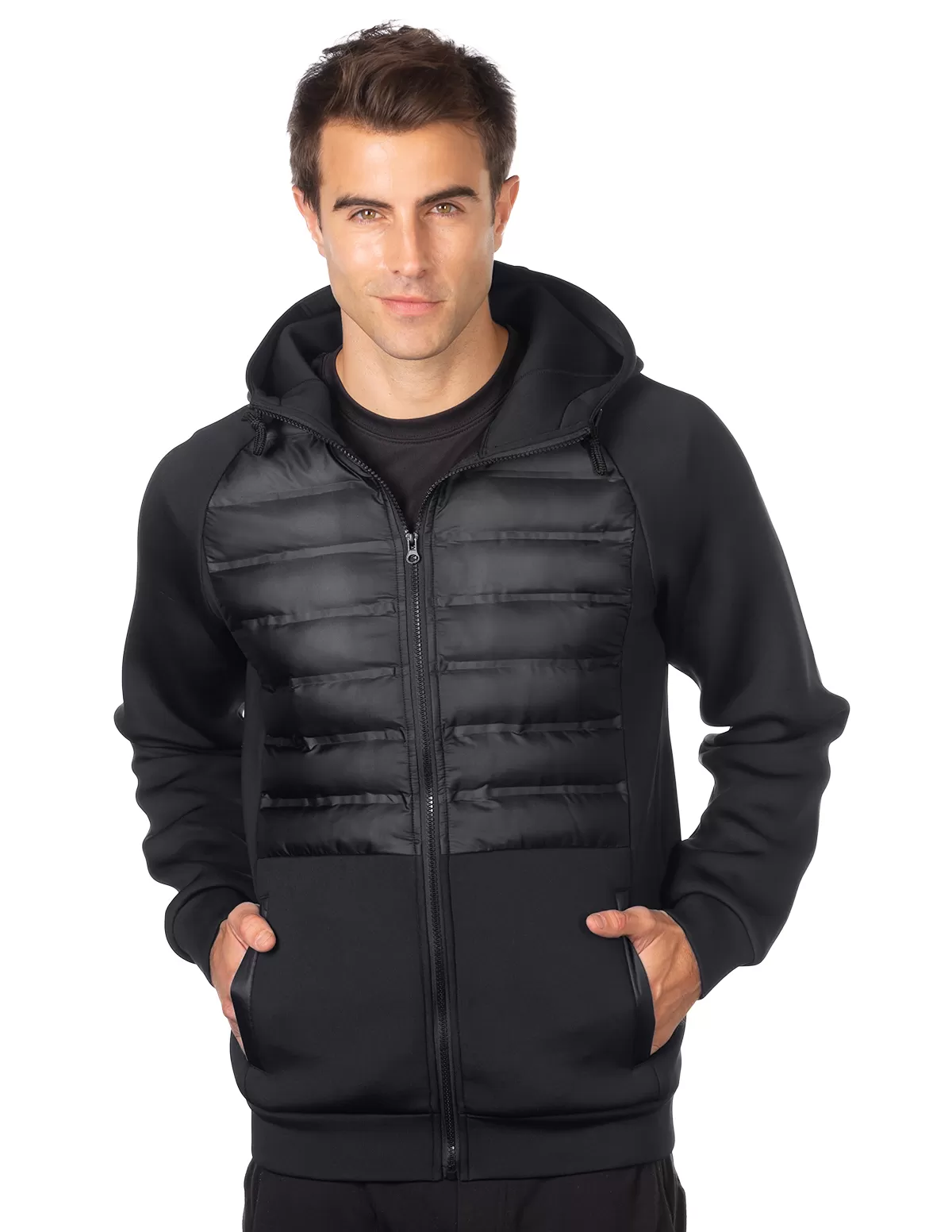 Tri Mountain F7060 Men'S Quilted Layer Knit Hooded Jacket